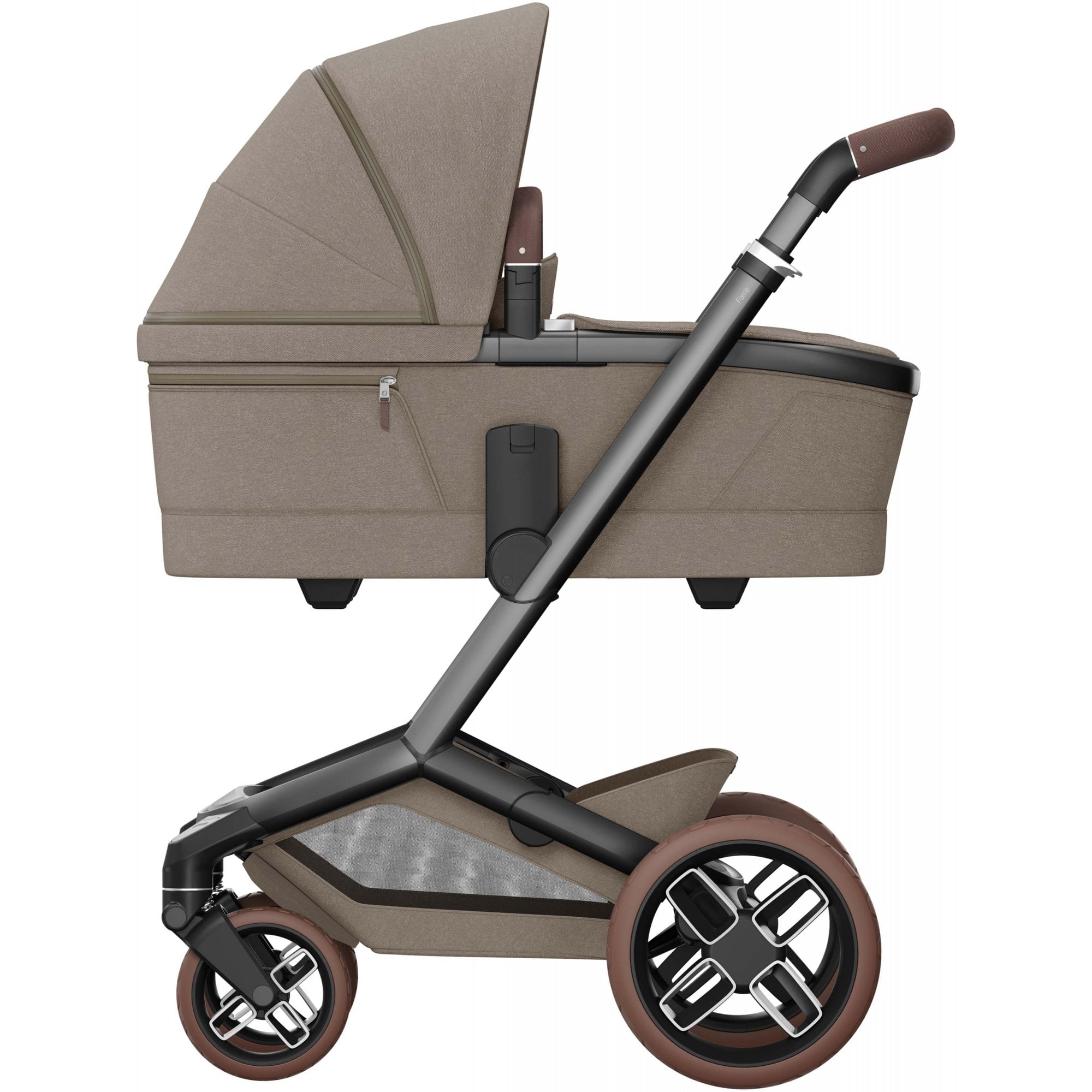 Maxi Cosi Fame Pram Twillic Truffle With Brown Wheels