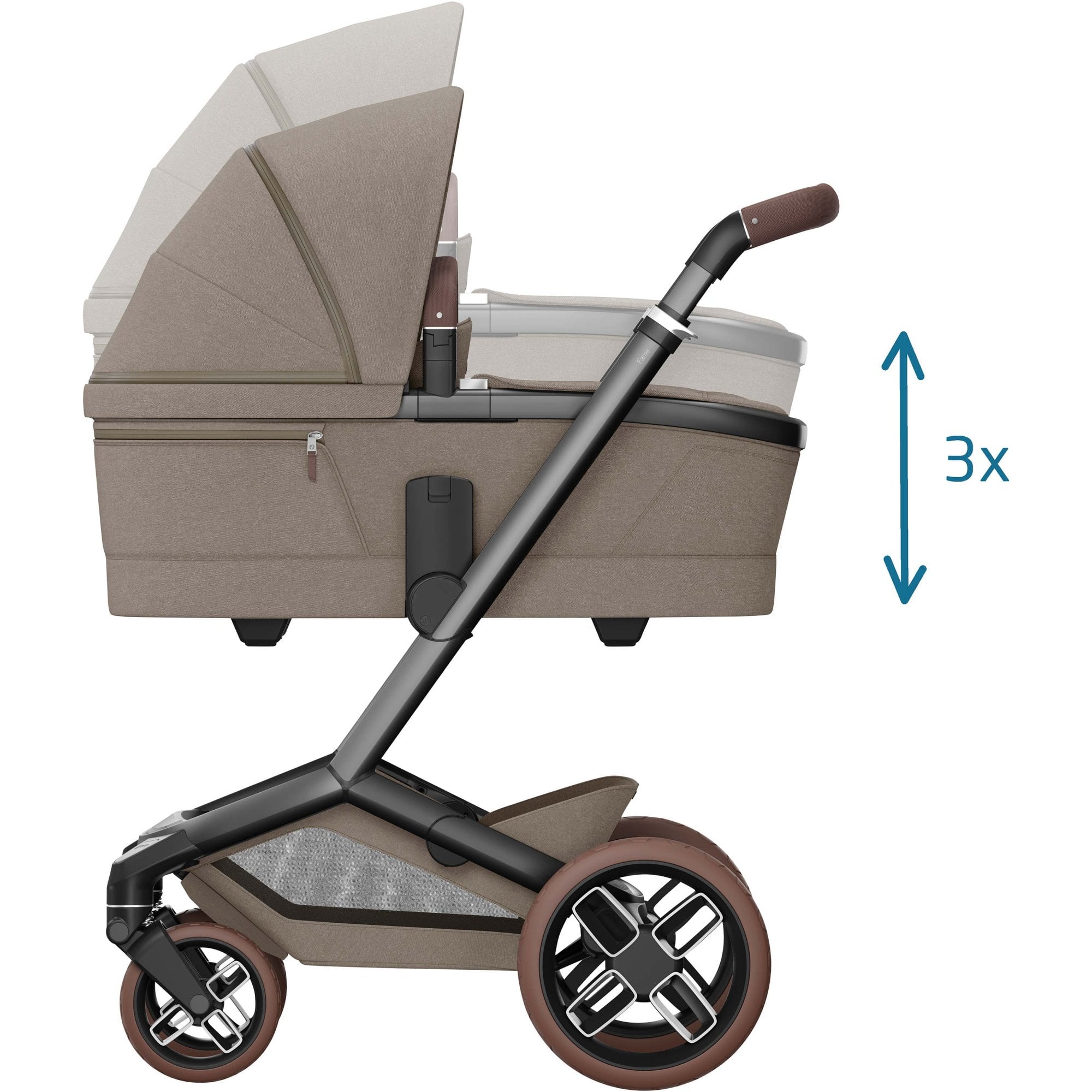 Maxi Cosi Fame Pram Twillic Truffle With Brown Wheels