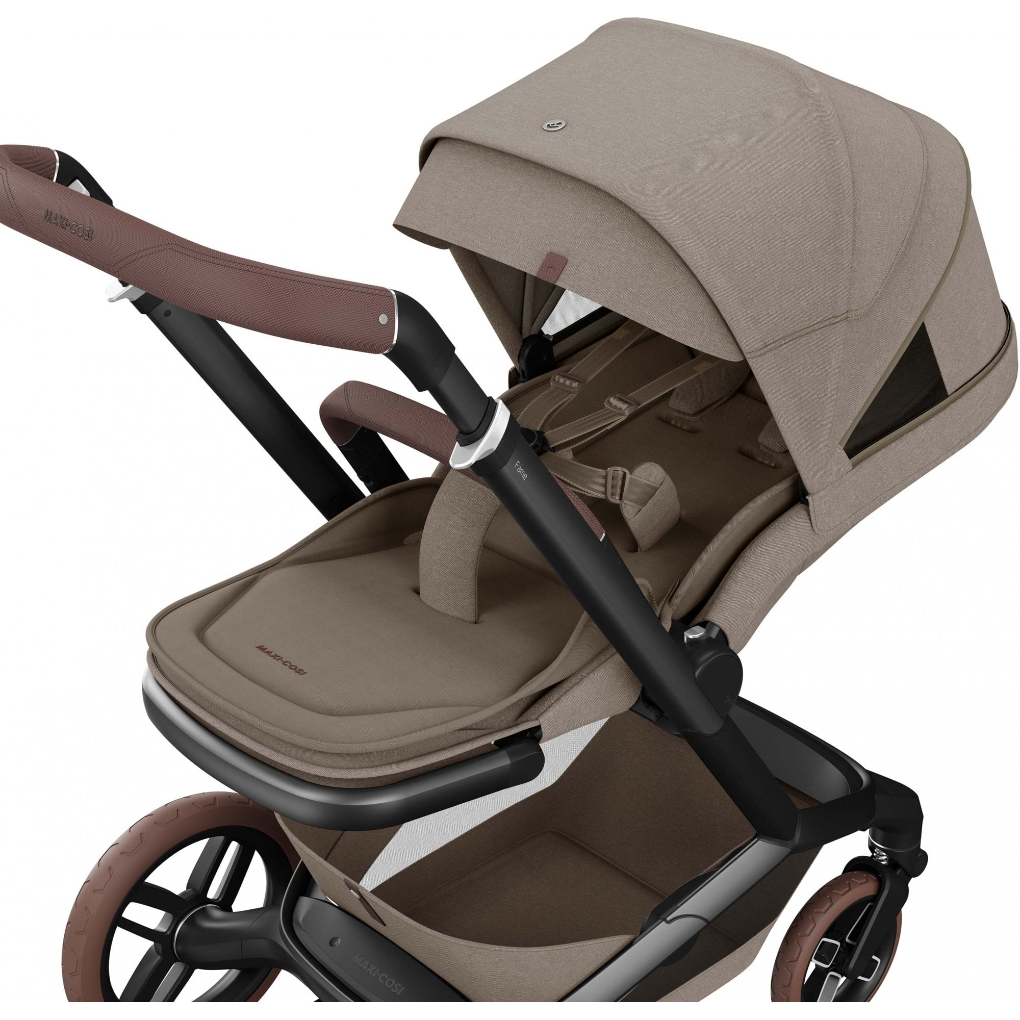 Maxi Cosi Fame Pram Twillic Truffle With Brown Wheels