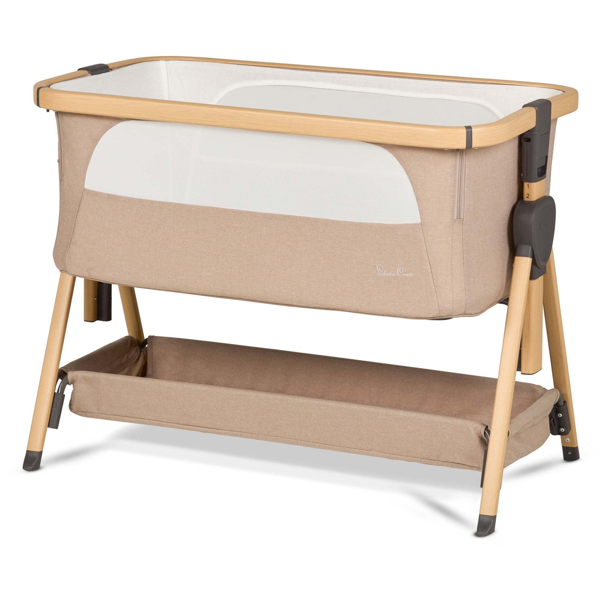 Silver Cross Lunar Bedside Crib Oatmeal