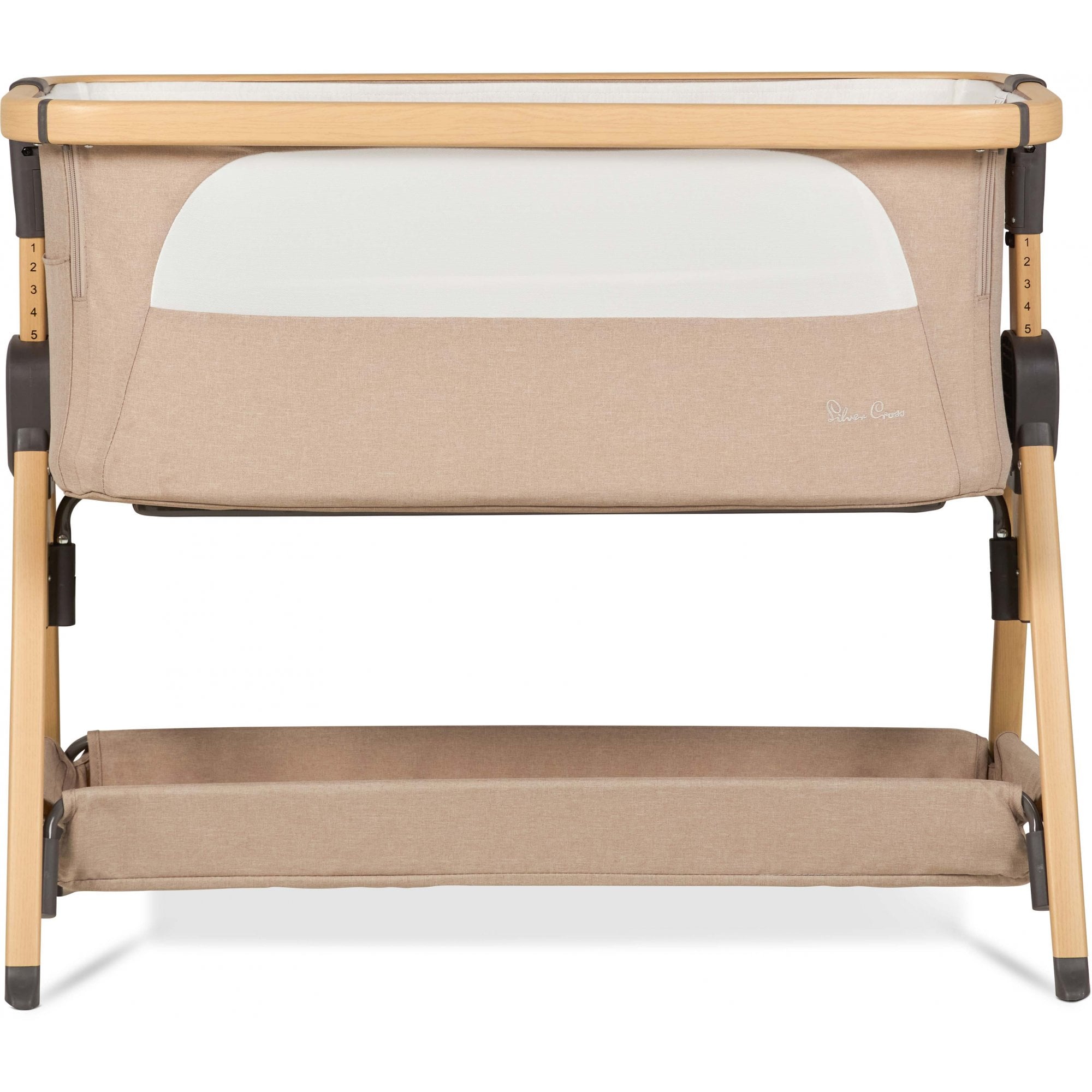 Silver Cross Lunar Bedside Crib Oatmeal