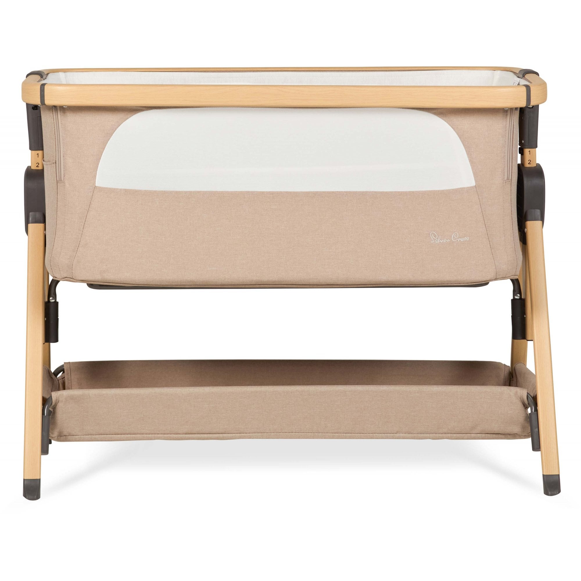 Silver Cross Lunar Bedside Crib Oatmeal
