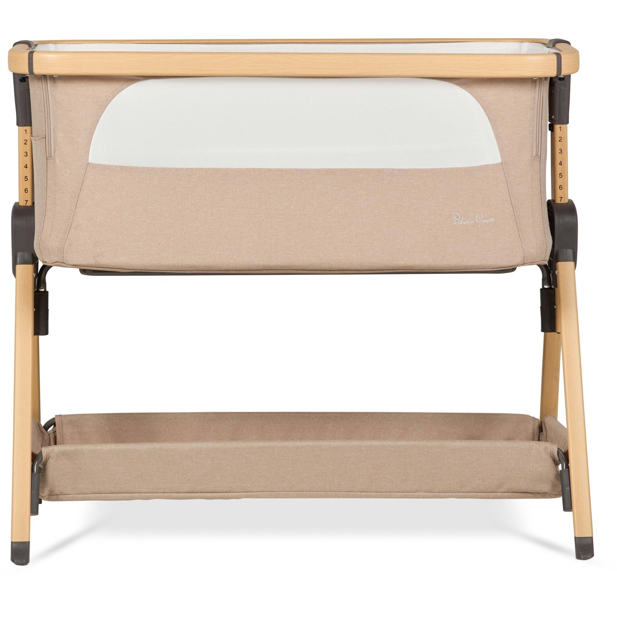 Silver Cross Lunar Bedside Crib Oatmeal