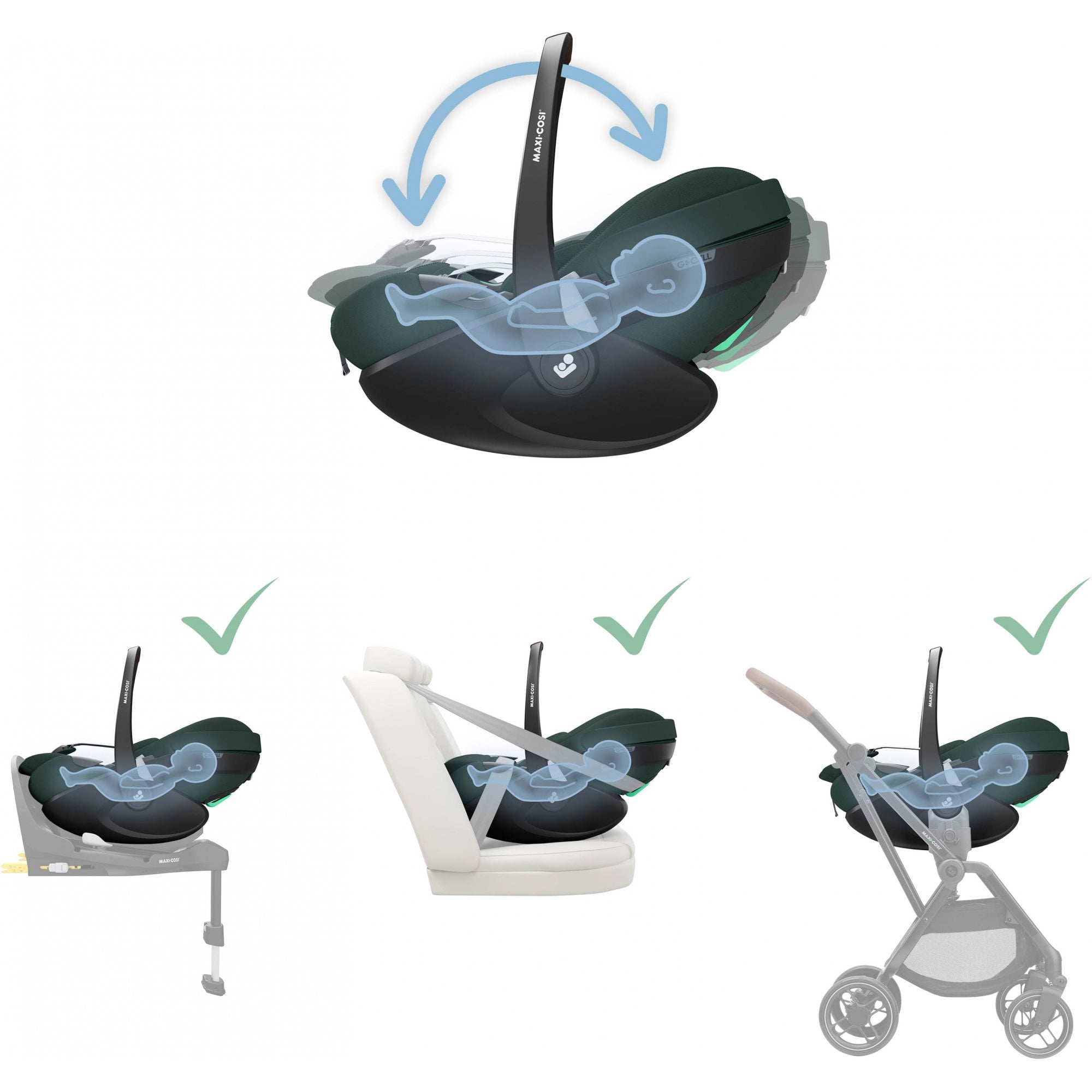 Maxi-Cosi Pebble 360 Pro V2 Infant Car Seat Group 0+ Twillic Green