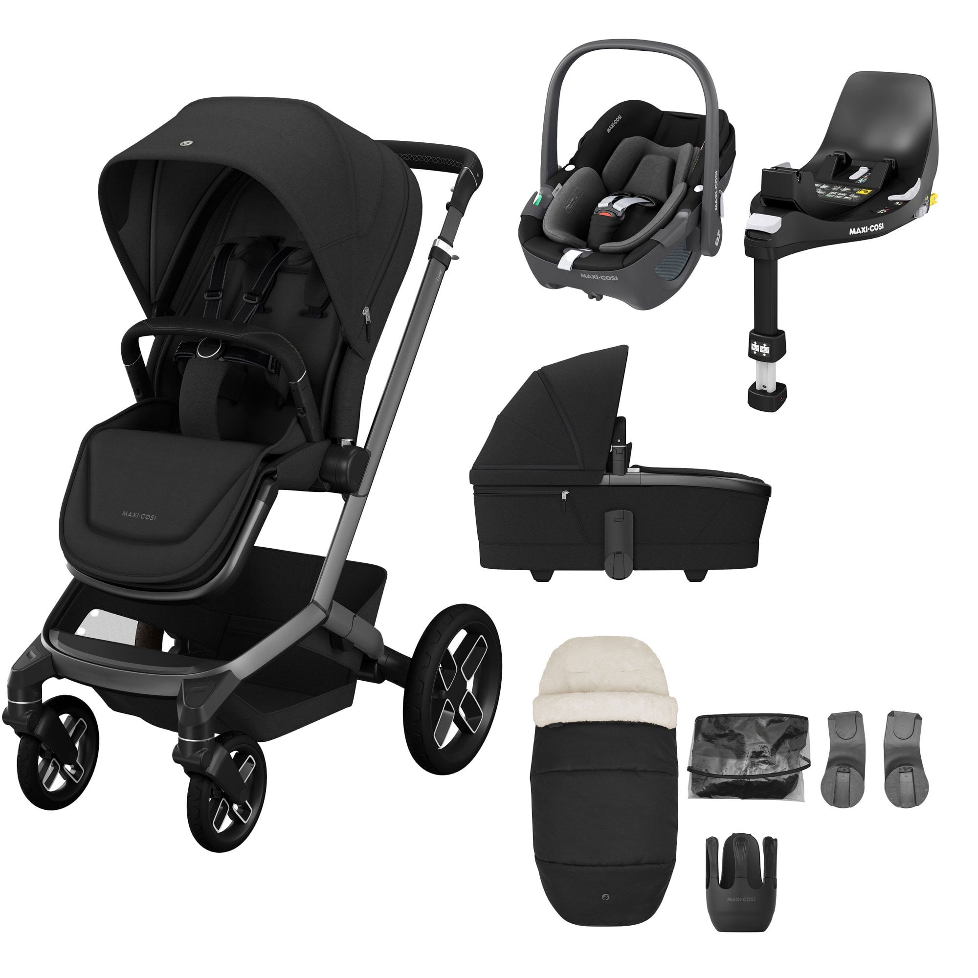 Maxi Cosi Fame 8 Piece Complete Bundle Twillic Black