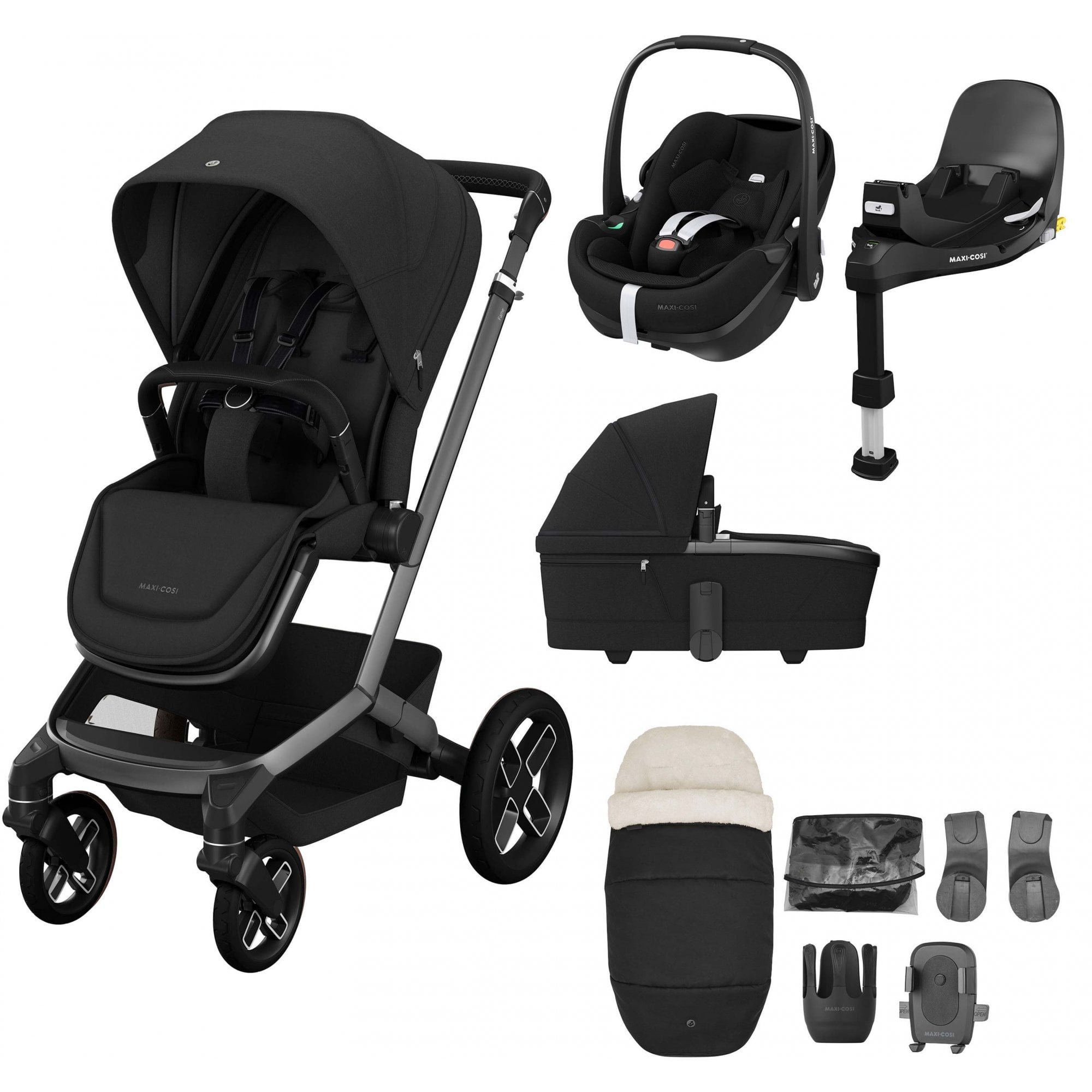 Maxi Cosi Fame 9 Piece Premium Bundle Twillic Black