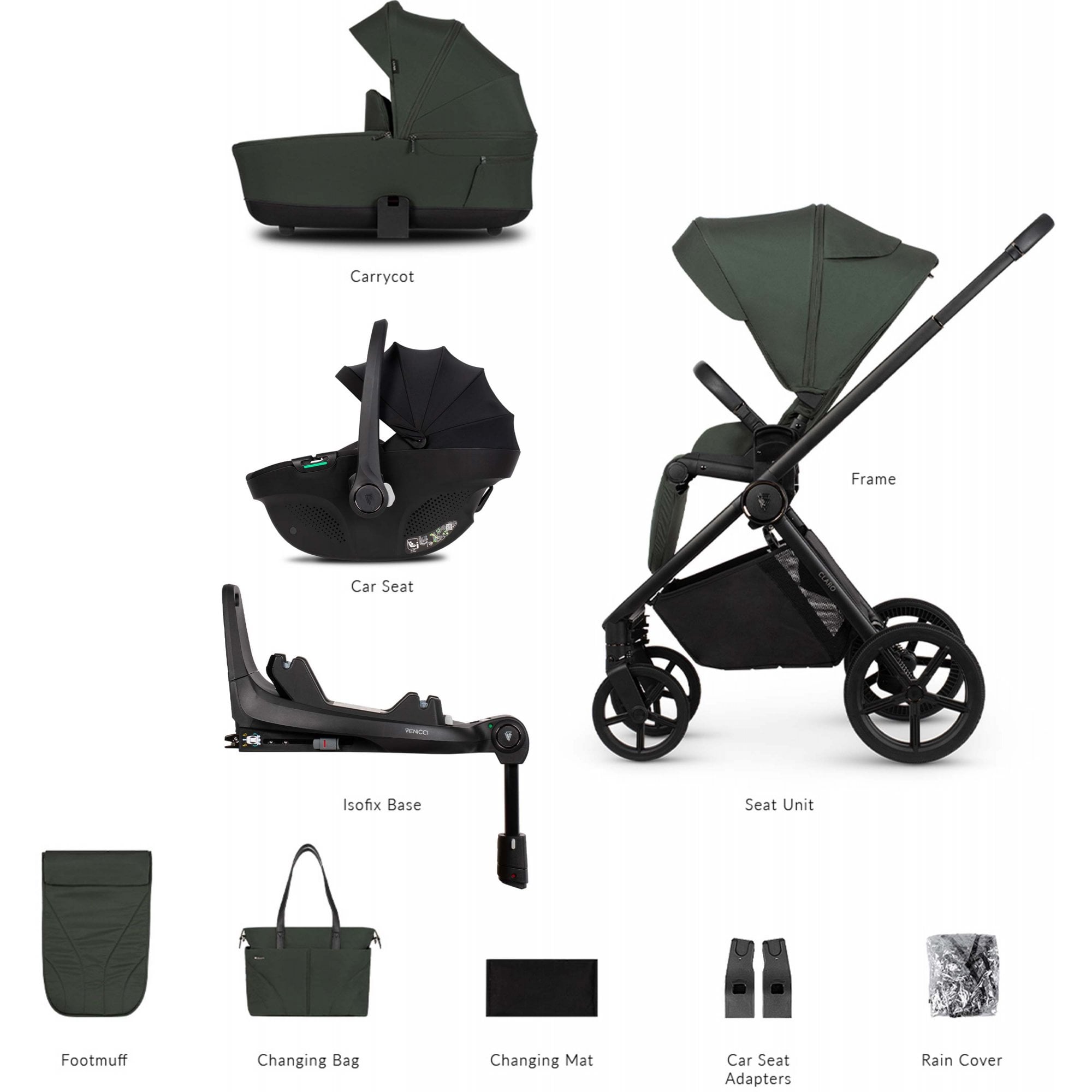 Venicci Claro 3in1 Pram & Base Forest
