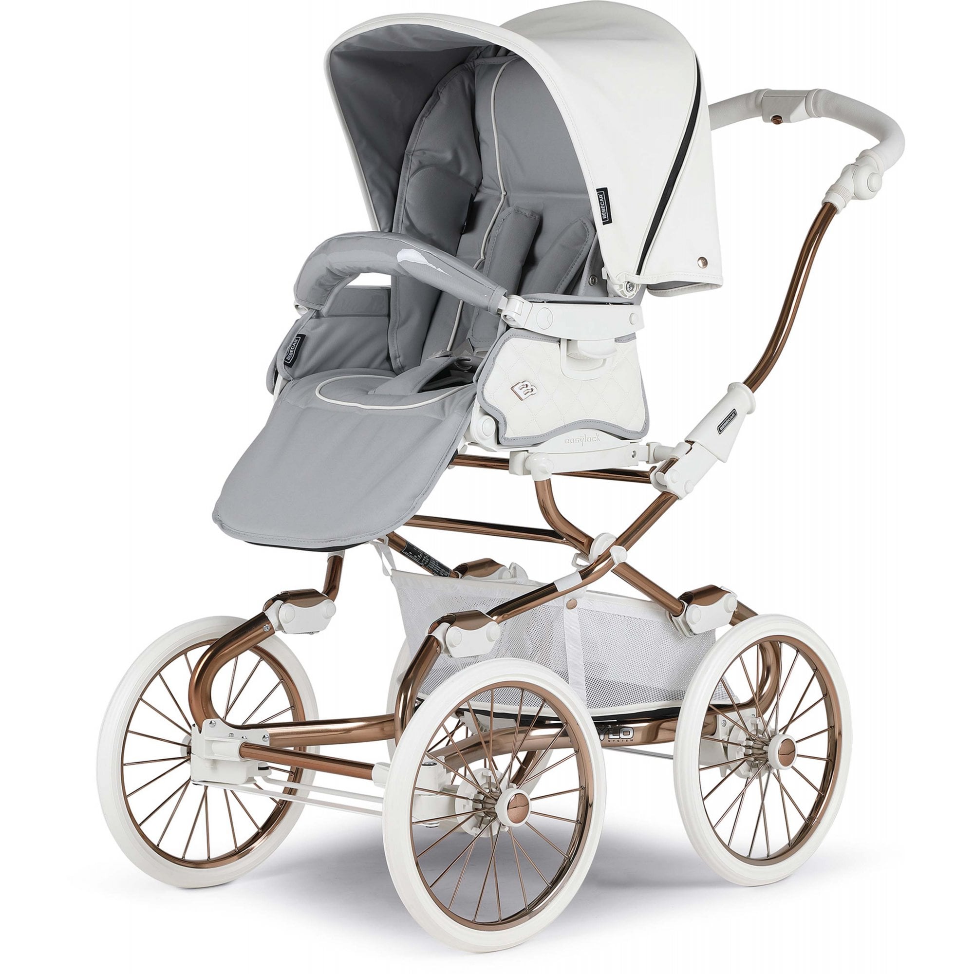 Bebecar Stylo Class+ Special Combination Pram White Rose + FREE Bag