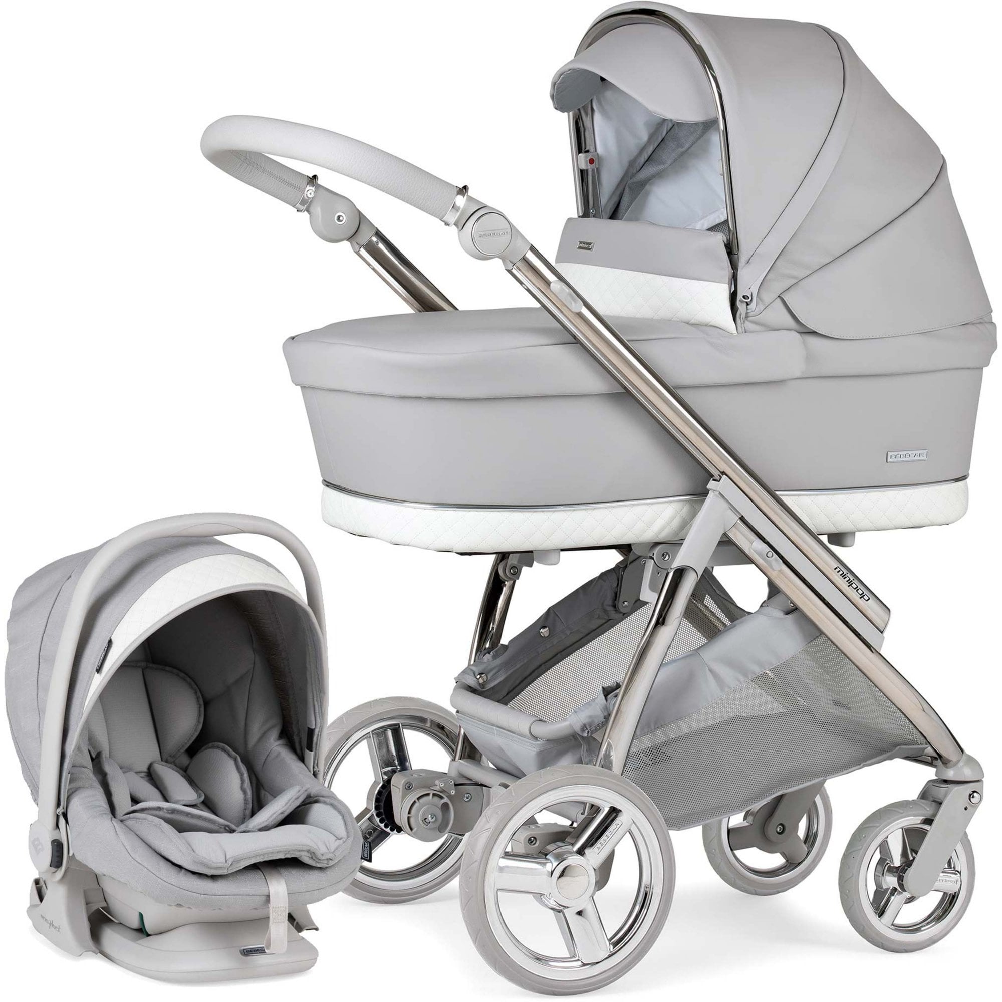 Bebecar Trio Minipop Pram Silver Grey
