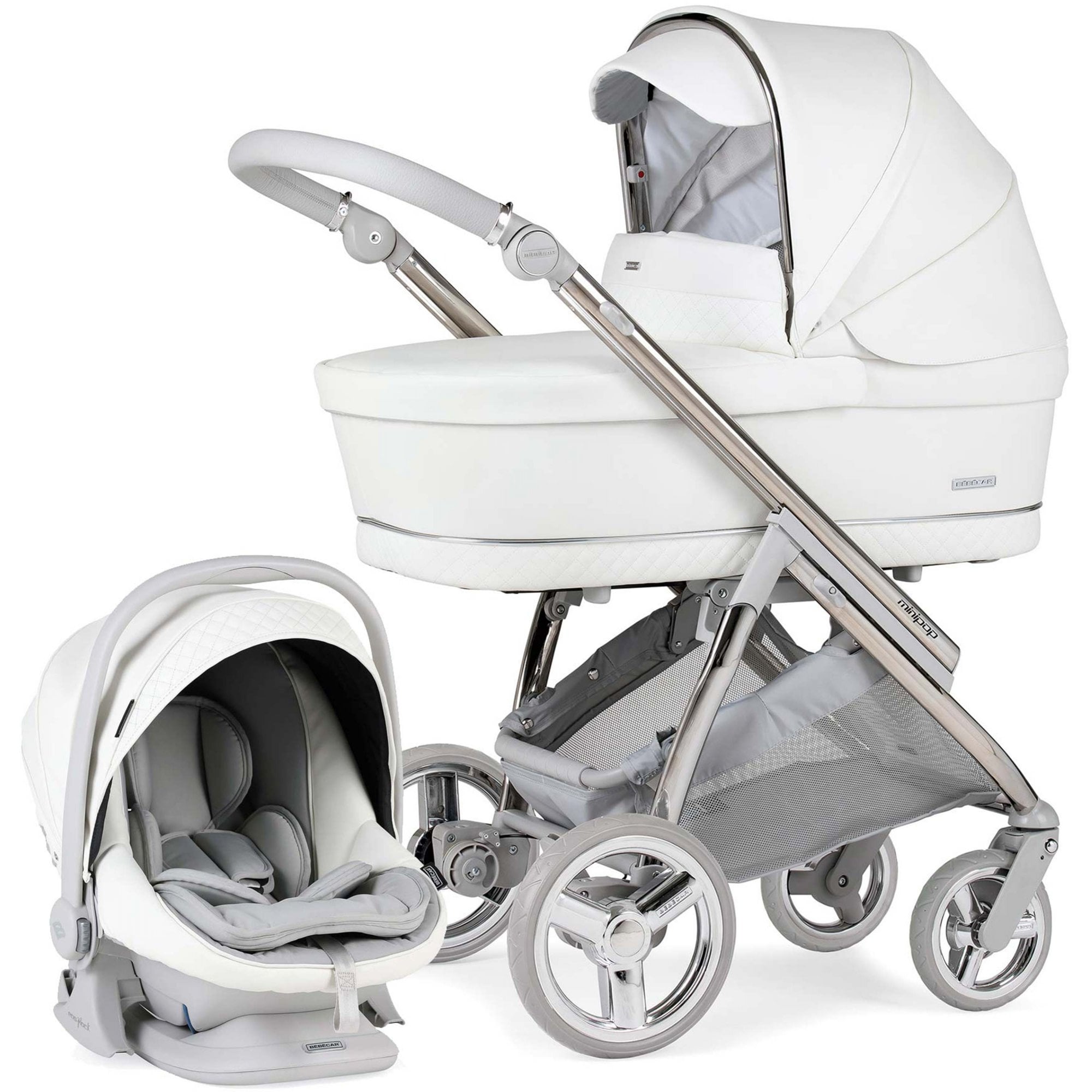 Bebecar Trio Minipop Pram White Delight