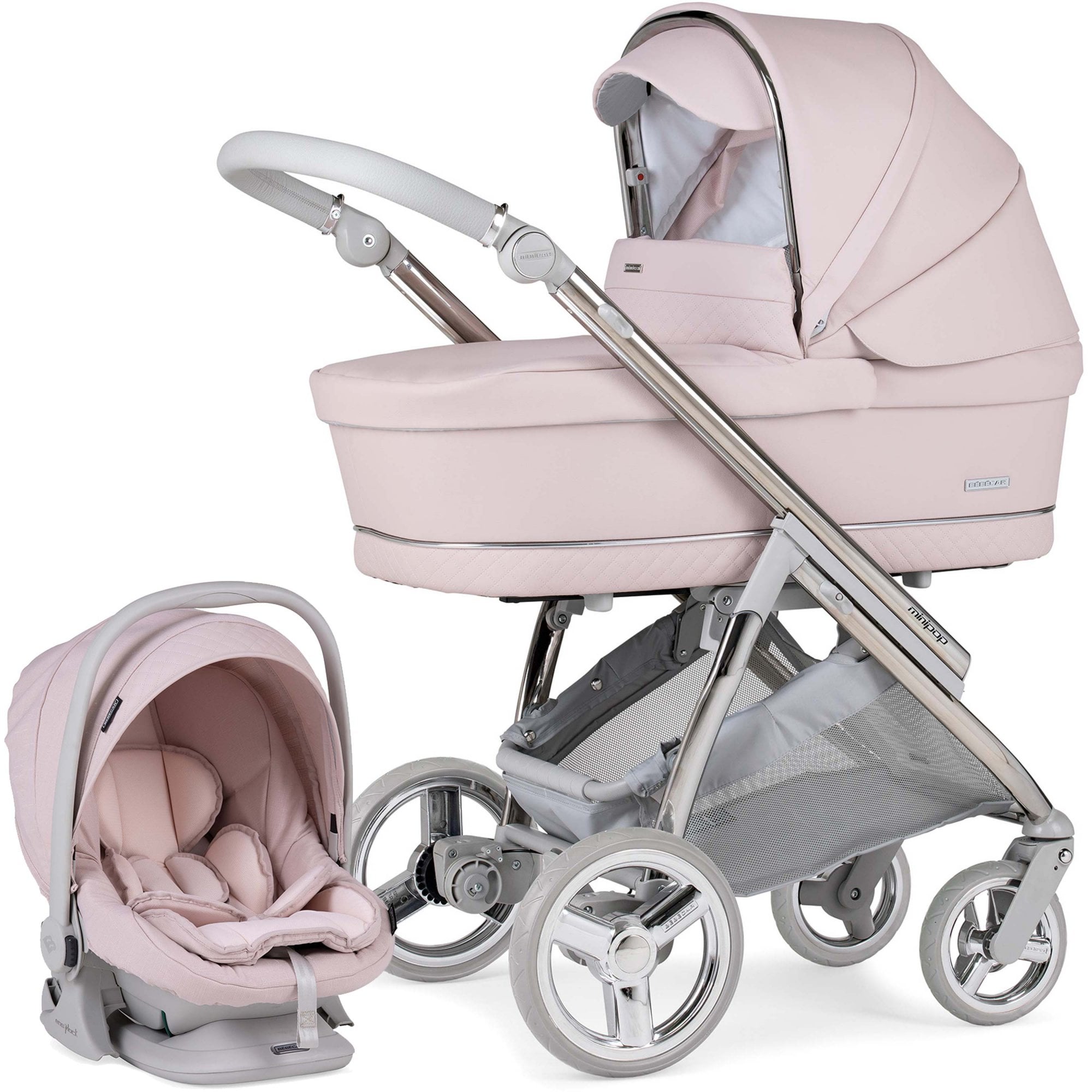 Bebecar Trio Minipop Pram Pink