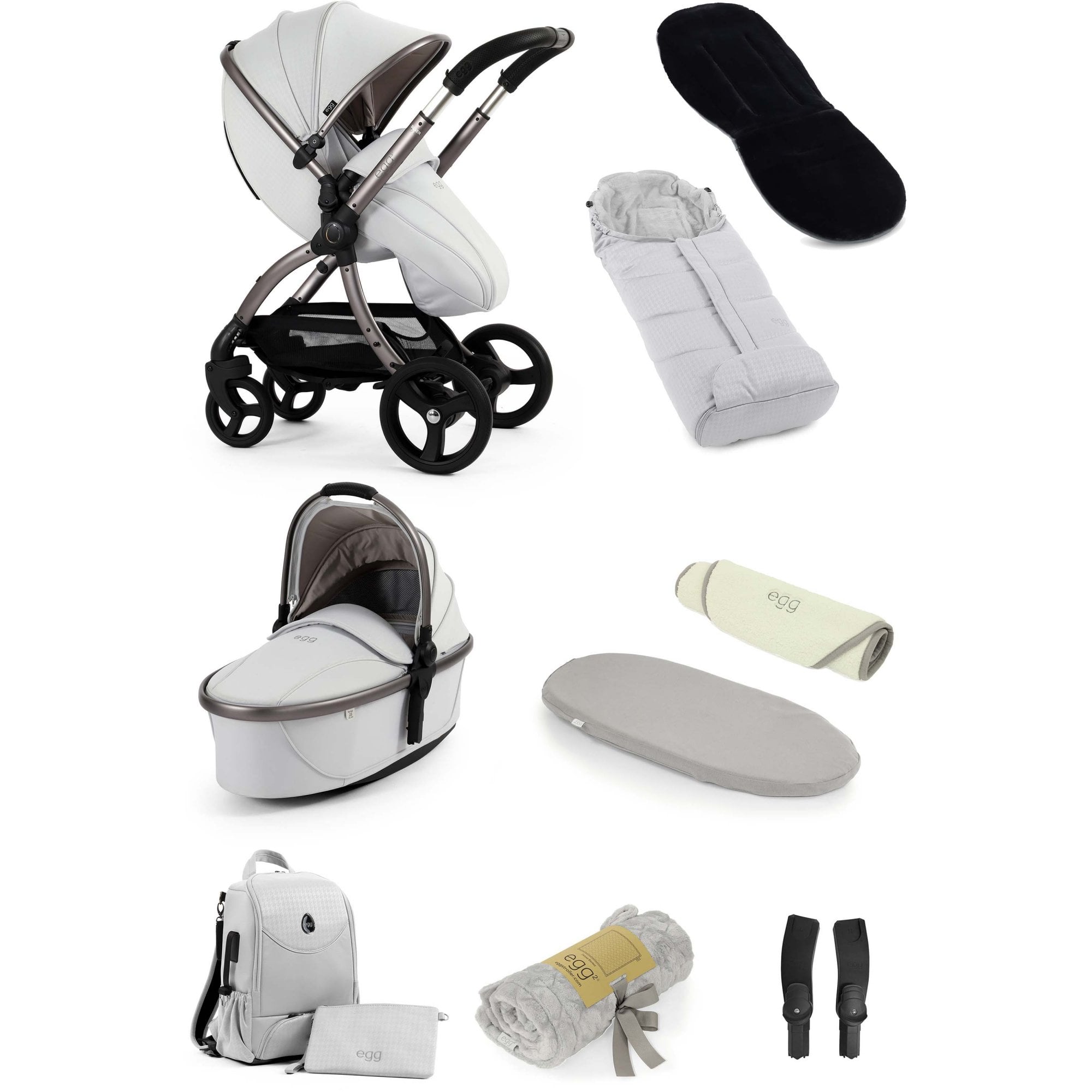 egg3® Snuggle Special Edition Bundle 9 Piece Houndstooth Silver