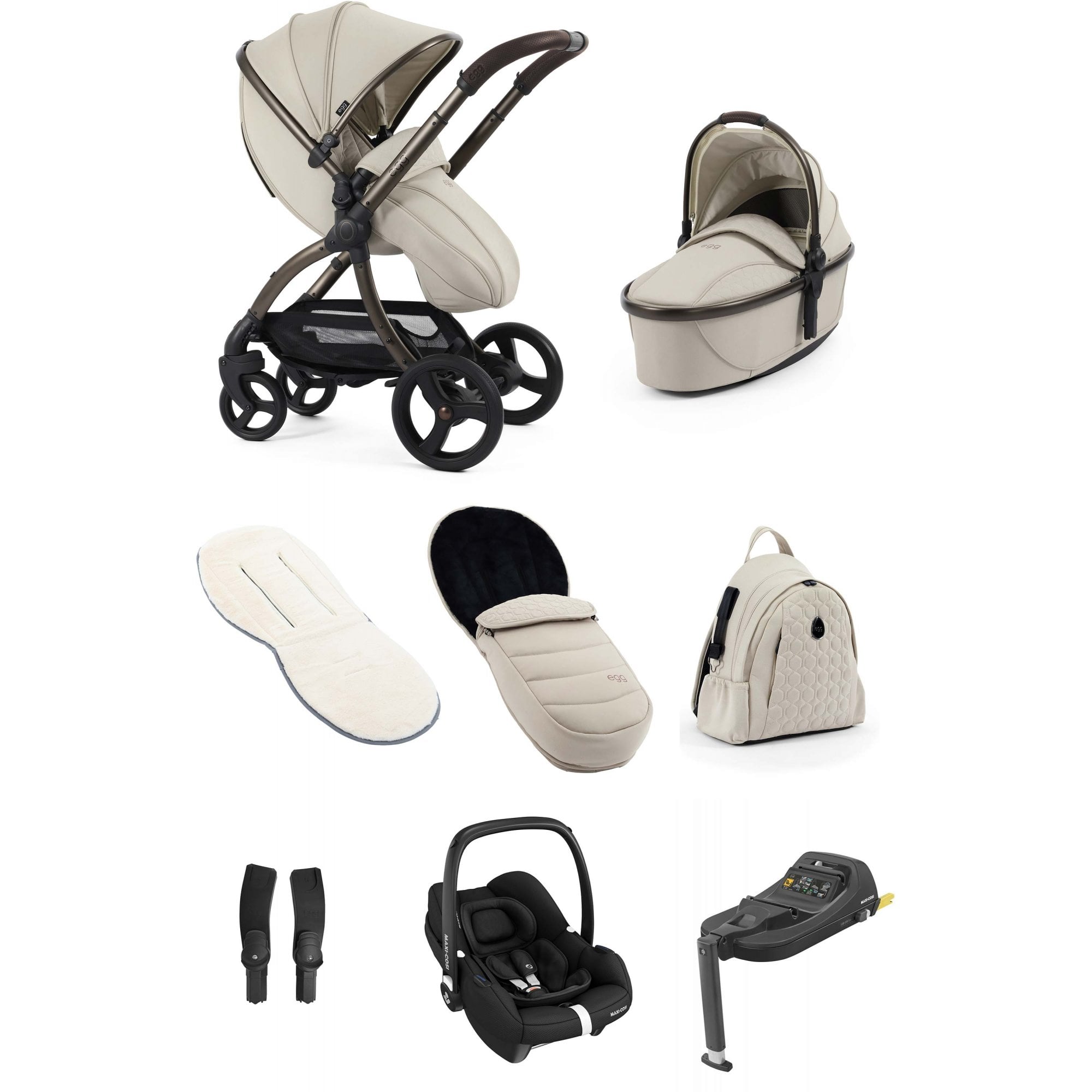 egg3® Stroller Luxury Bundle Cashmere + Cabriofix i-Size Car Seat & Base
