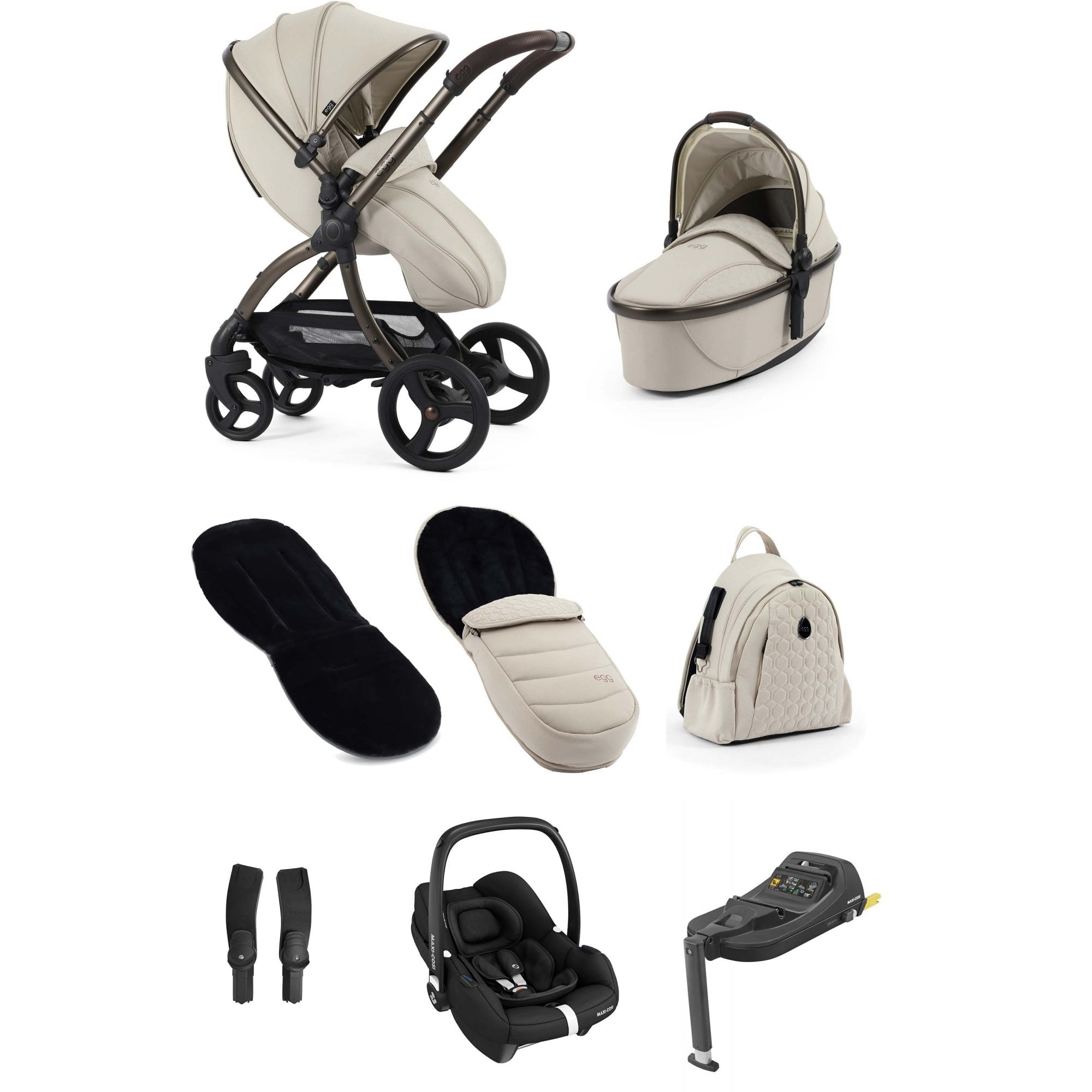 egg3® Stroller Luxury Bundle Cashmere + Cabriofix i-Size Car Seat & Base