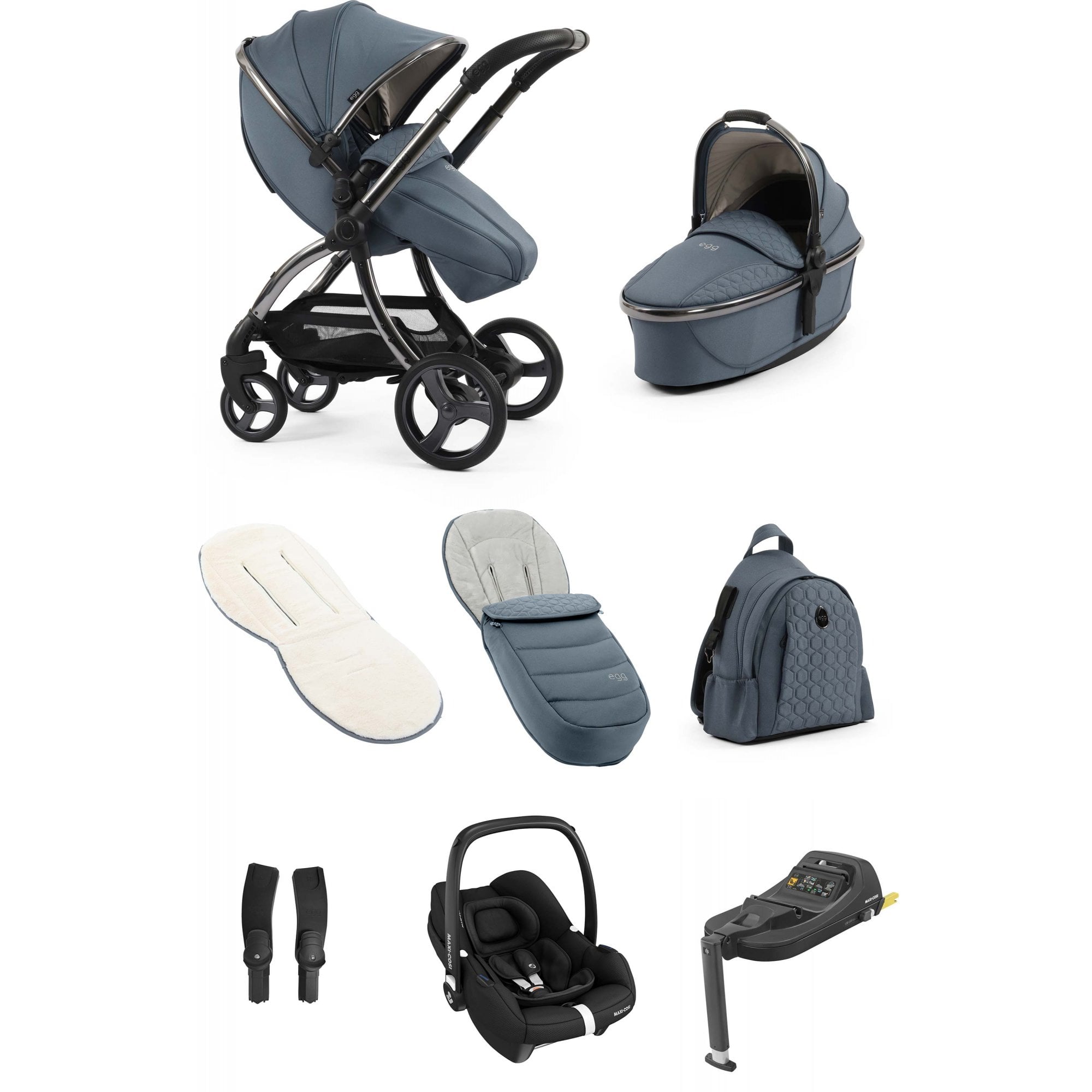 egg3® Stroller Luxury Bundle Topaz + Cabriofix i-Size Car Seat & Base