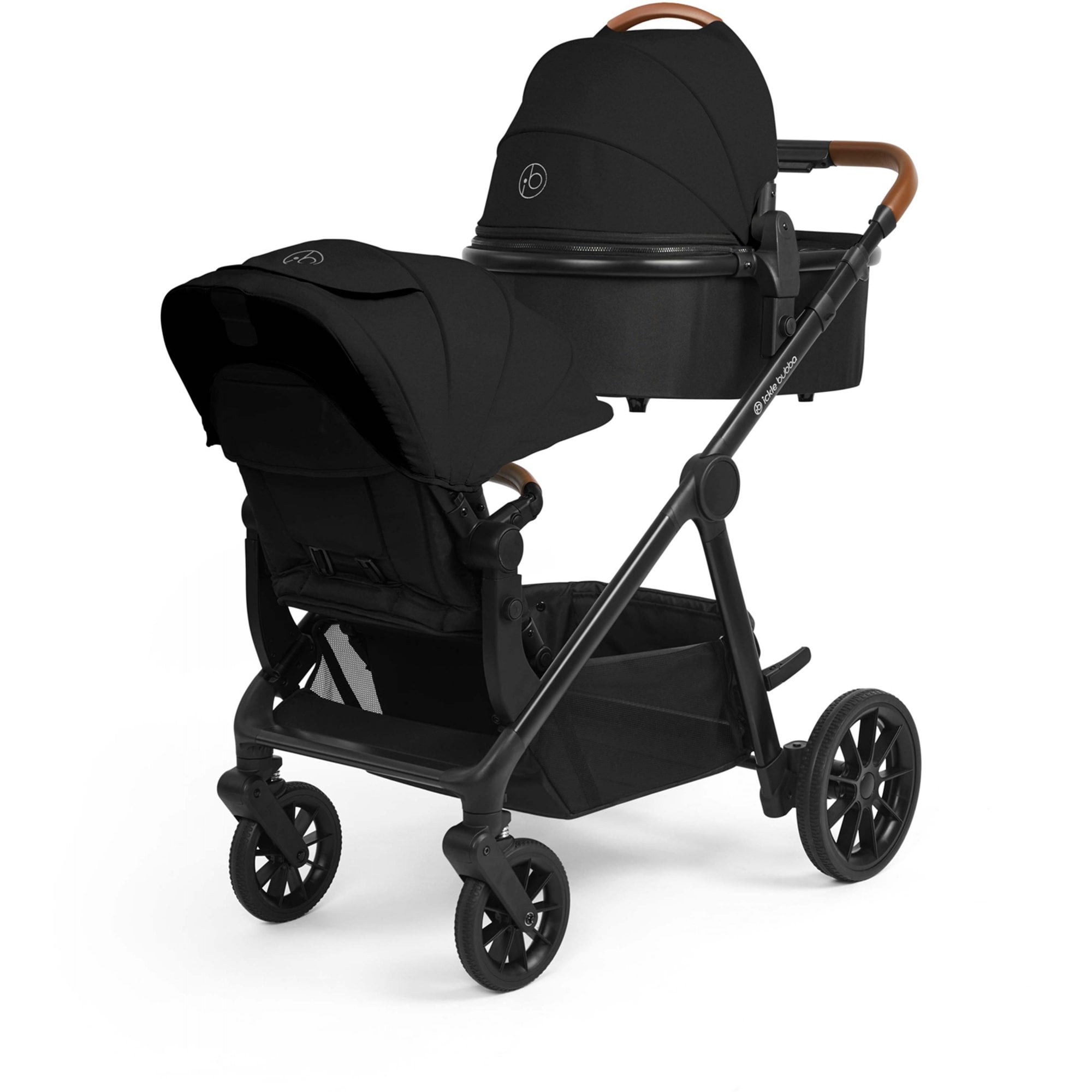 Ickle Bubba Virgo Growing Family 14 Piece Travel System + i-Size & ISOFIX Base Bundle Black