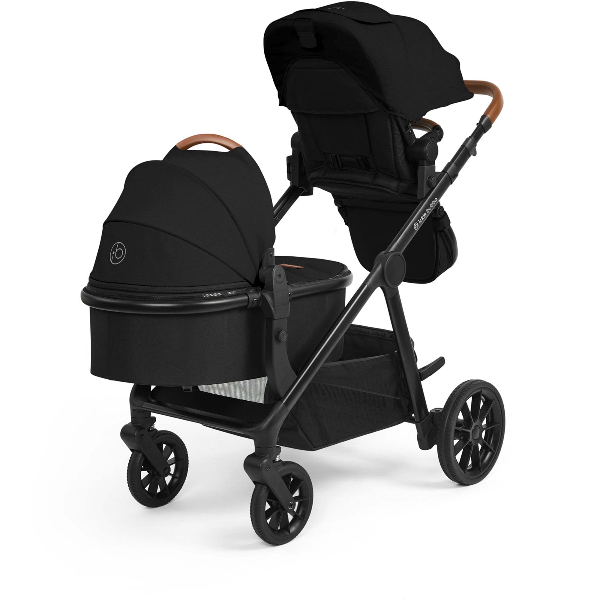 Ickle Bubba Virgo Growing Family 14 Piece Travel System + i-Size & ISOFIX Base Bundle Black