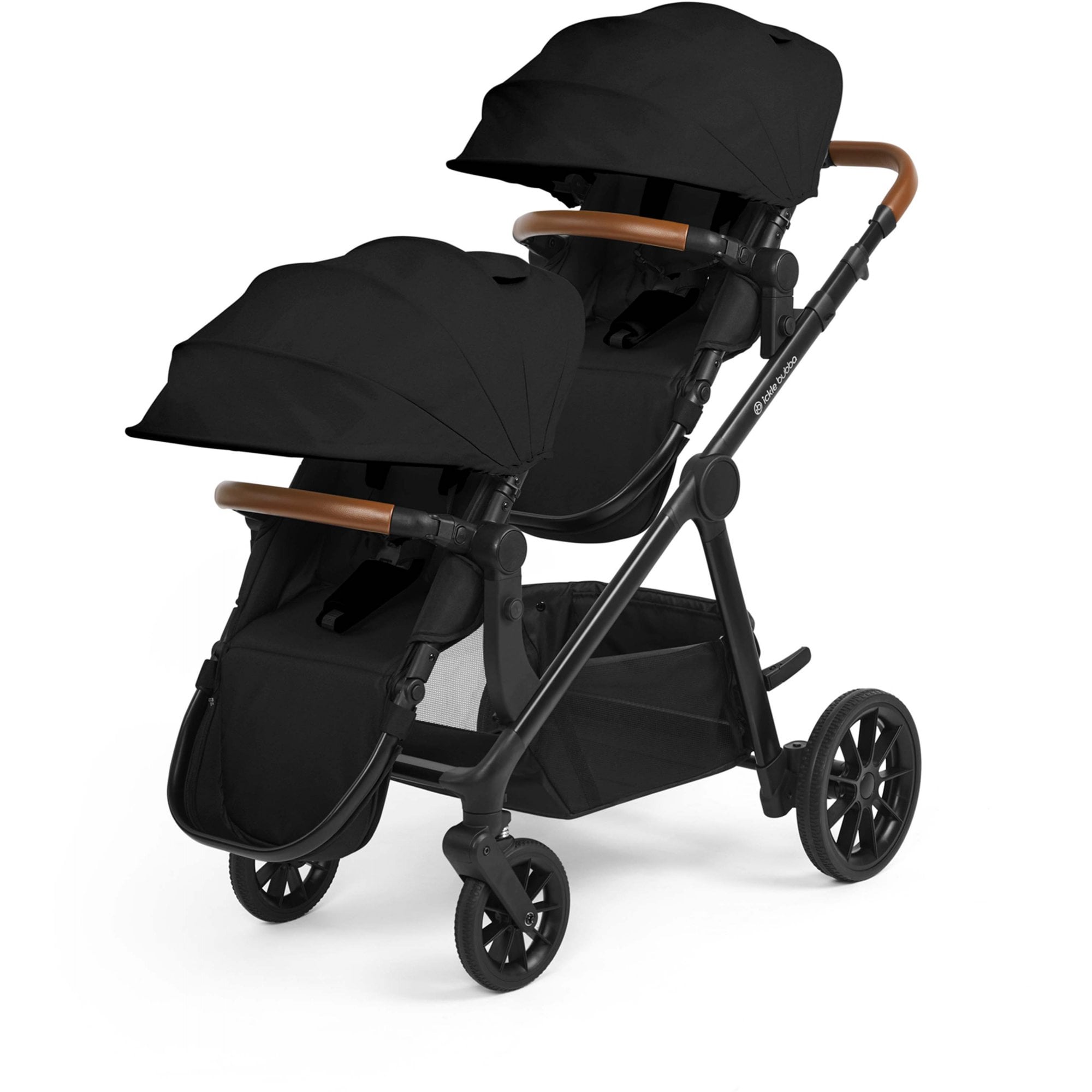 Ickle Bubba Virgo Twin 18 Piece Travel System with i-Size & ISOFIX Bases Bundle Black