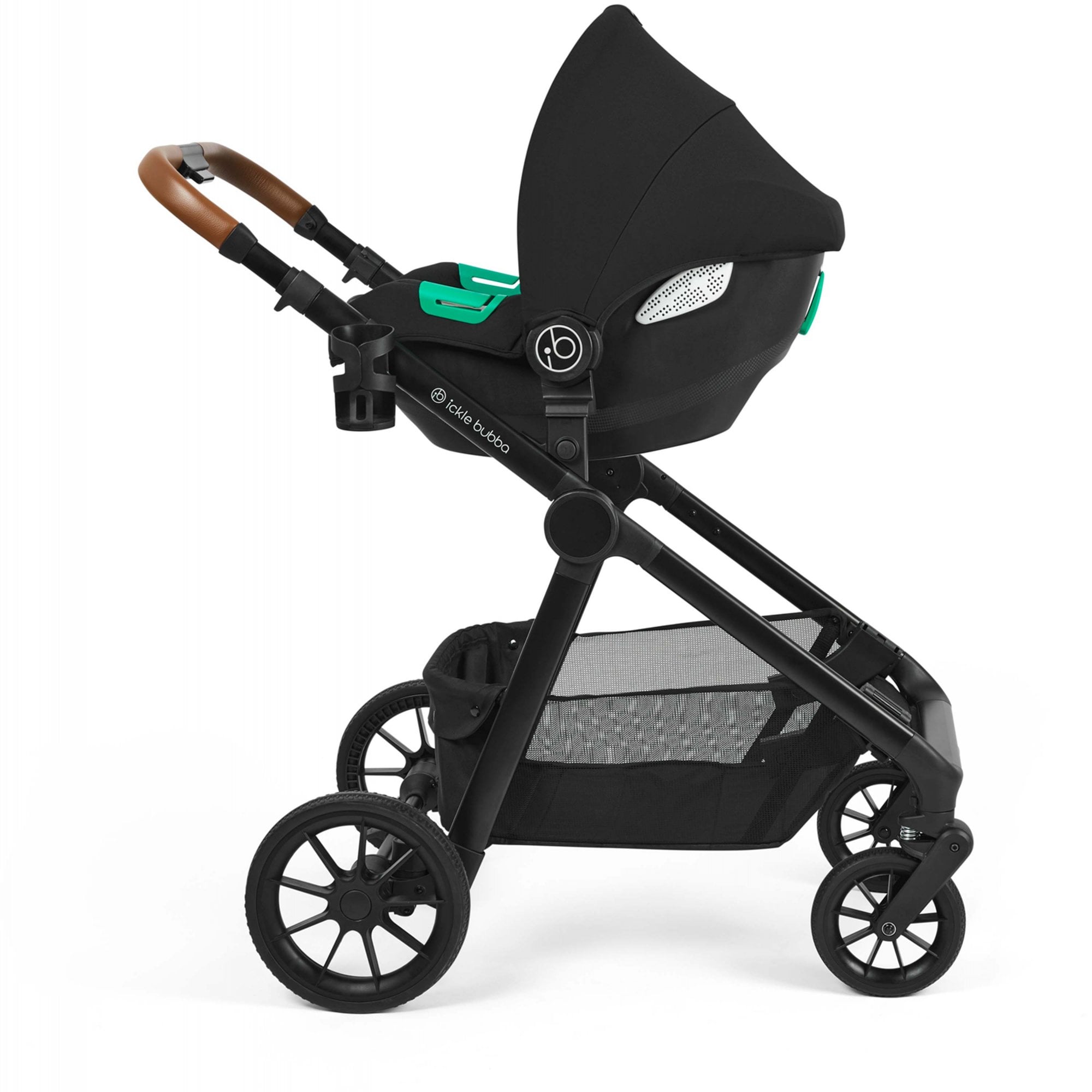 Ickle Bubba Virgo Twin 18 Piece Travel System with i-Size & ISOFIX Bases Bundle Black