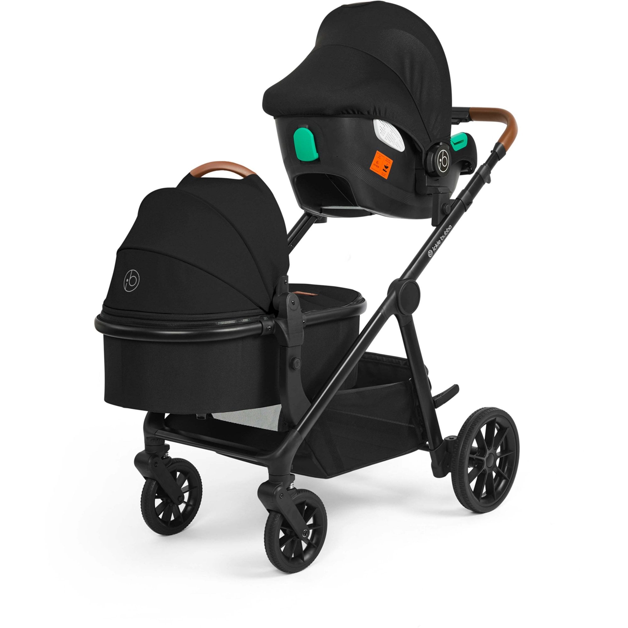 Ickle Bubba Virgo Growing Family 14 Piece Travel System + i-Size & ISOFIX Base Bundle Black