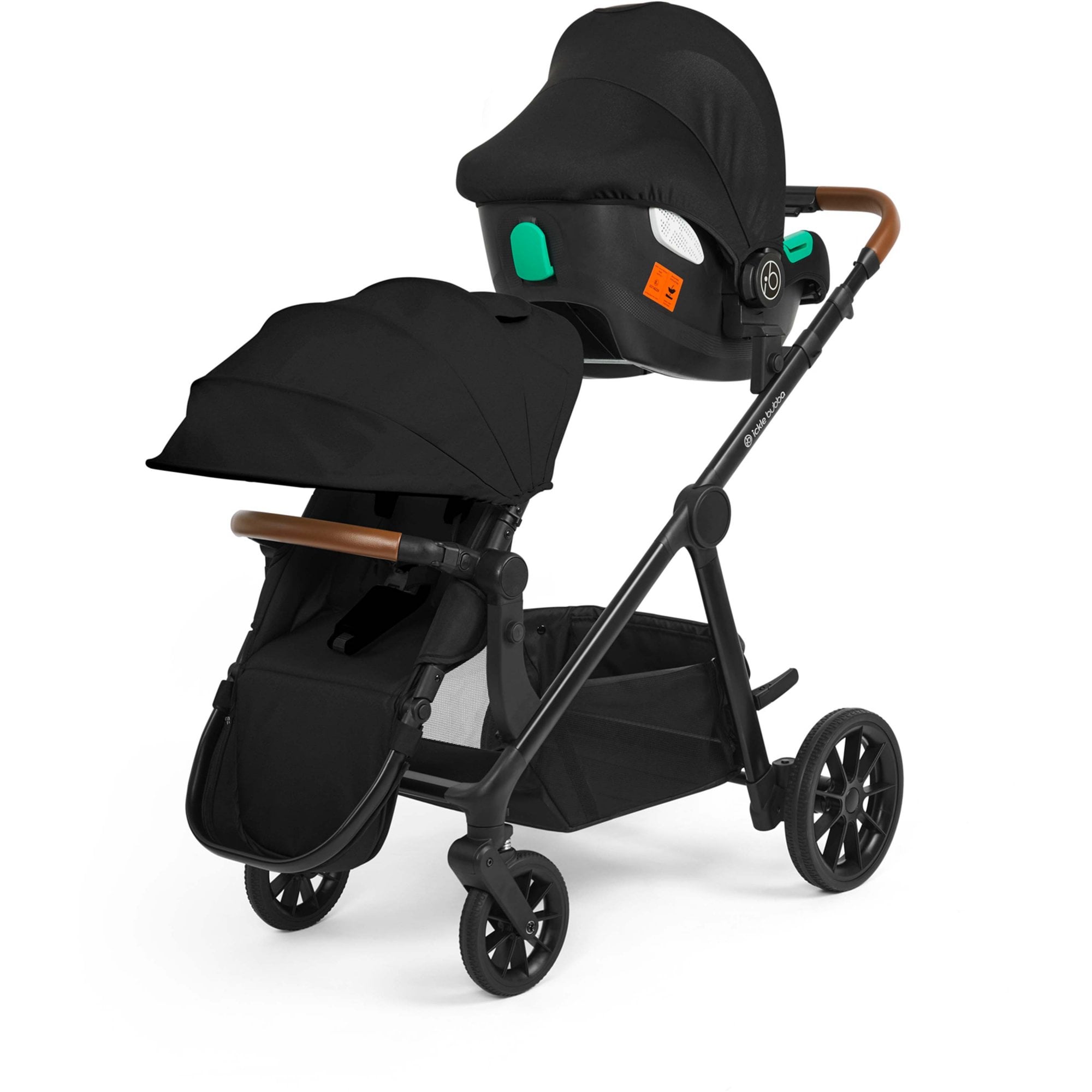 Ickle Bubba Virgo Growing Family 14 Piece Travel System + i-Size & ISOFIX Base Bundle Black