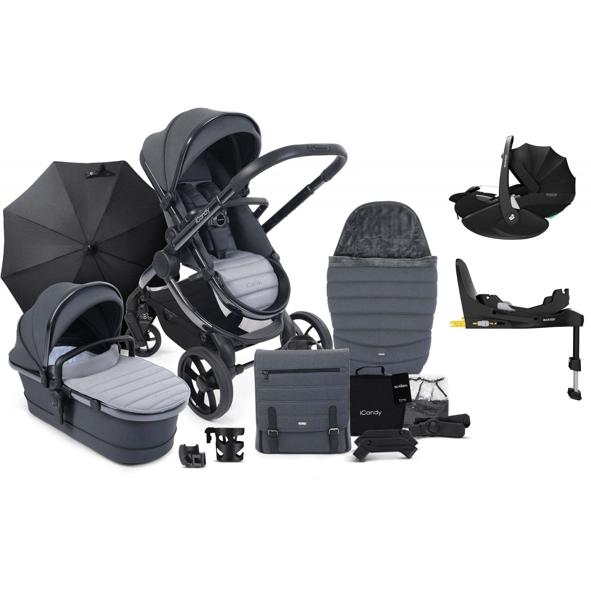 iCandy Peach 7 Complete Bundle Phantom / Truffle + Pebble 360 Pro 2 & Base