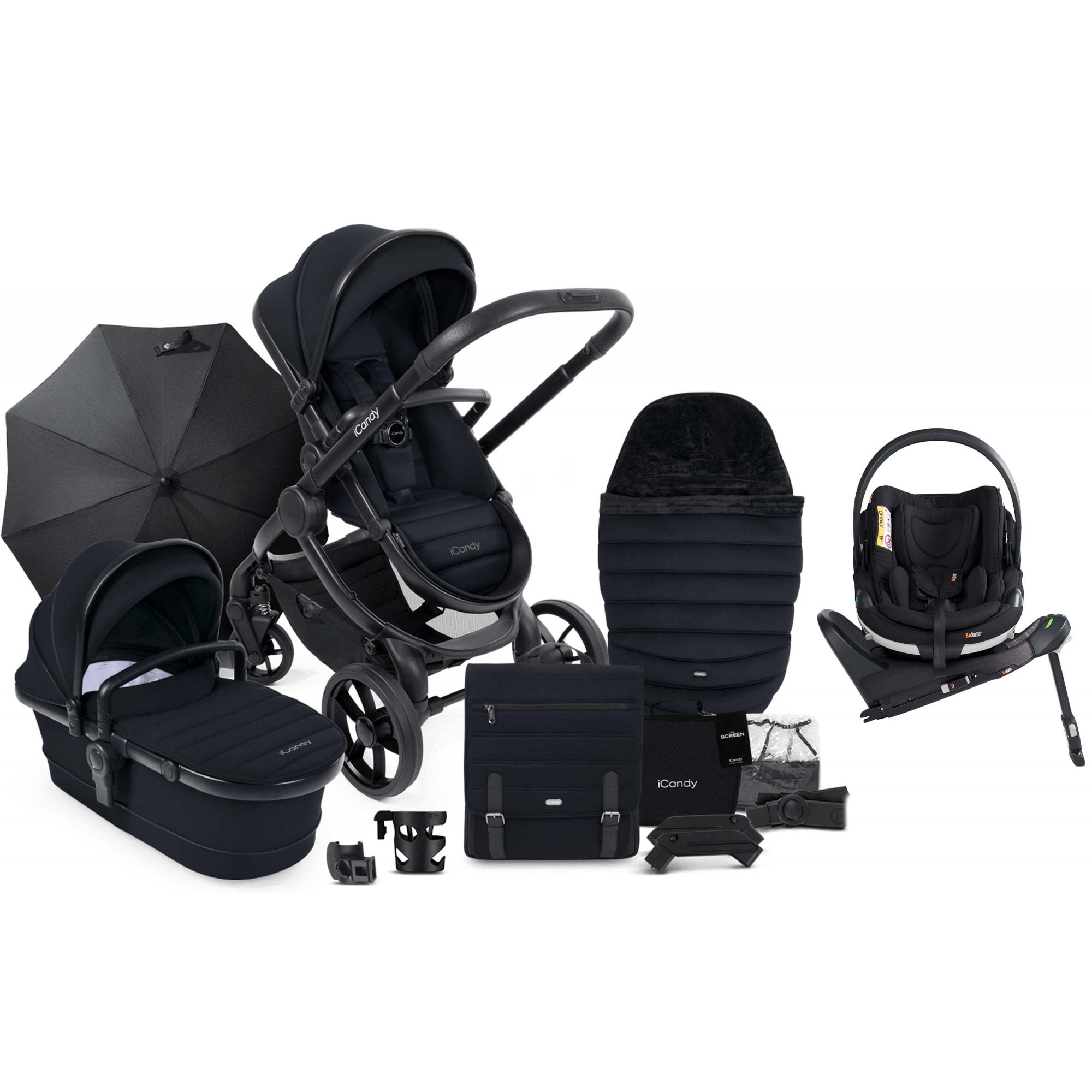 iCandy Peach 7 Complete Bundle Phantom / Black Edition + BeSafe Go Beyond & Base