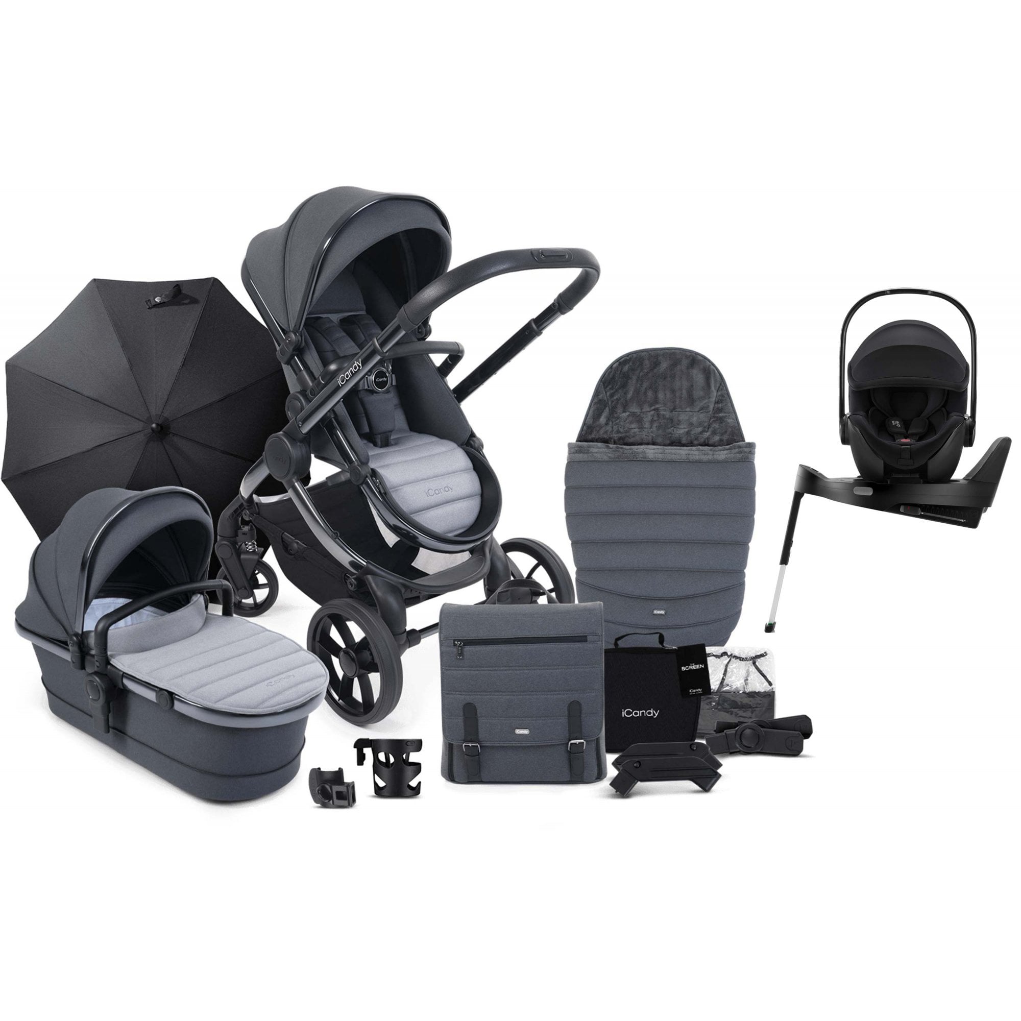 iCandy Peach 7 Complete Bundle Phantom / Truffle + Britax Baby Safe Pro & Base
