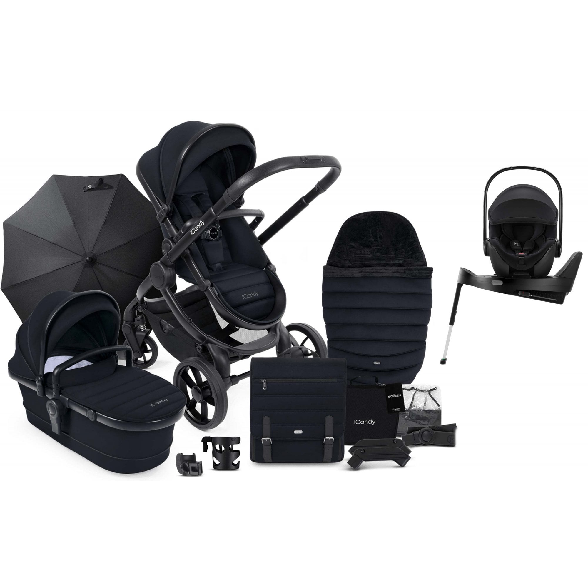 iCandy Peach 7 Complete Bundle Phantom / Black Edition + Britax Baby Safe Pro & Base