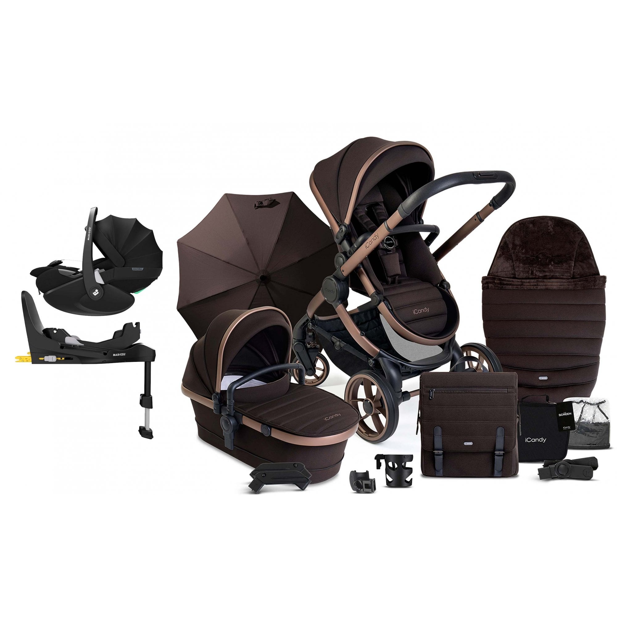 iCandy Peach 7 Complete Editions Bundle Pecan + Pebble 360 Pro 2 & Base