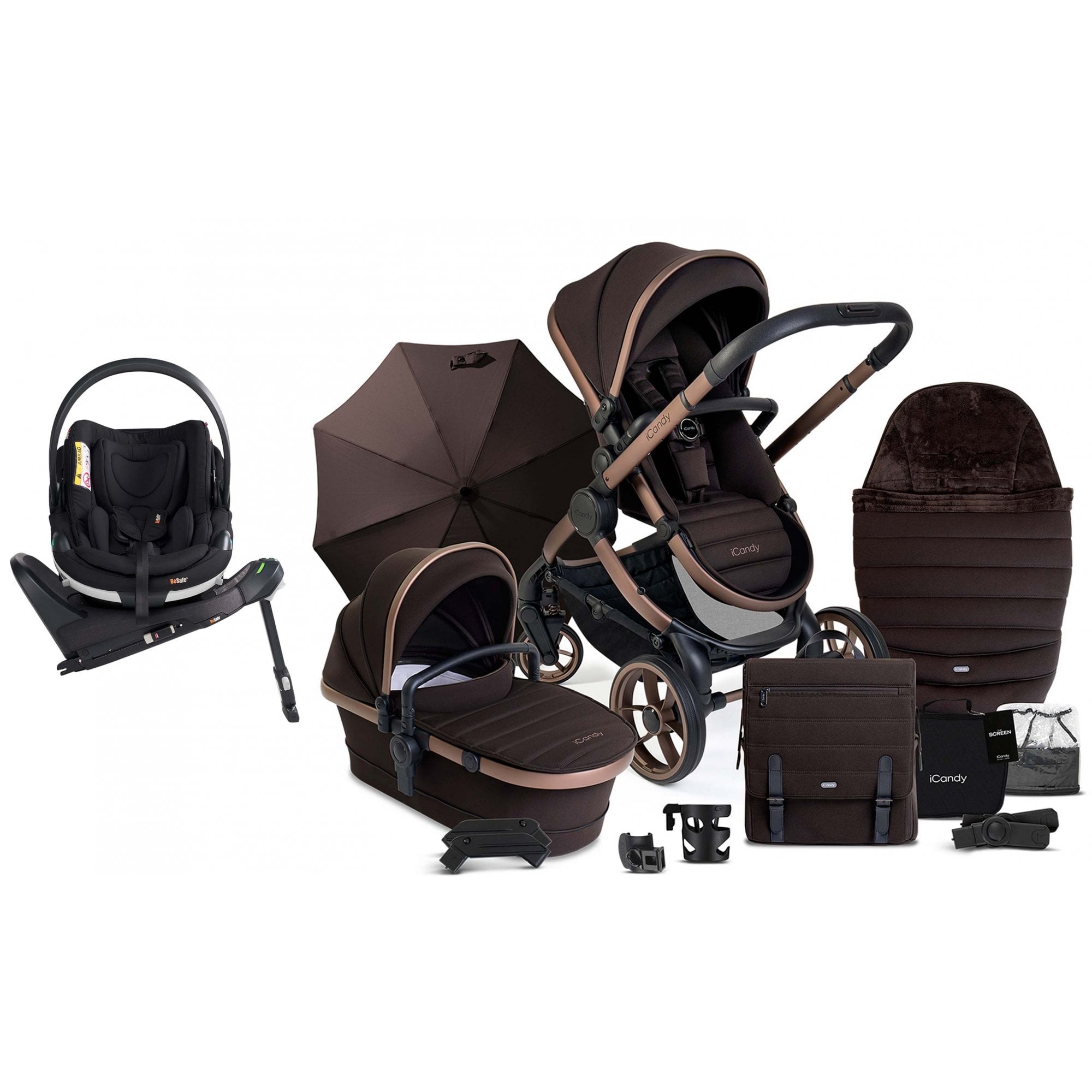 iCandy Peach 7 Complete Editions Bundle Pecan + BeSafe Go Beyond & Base