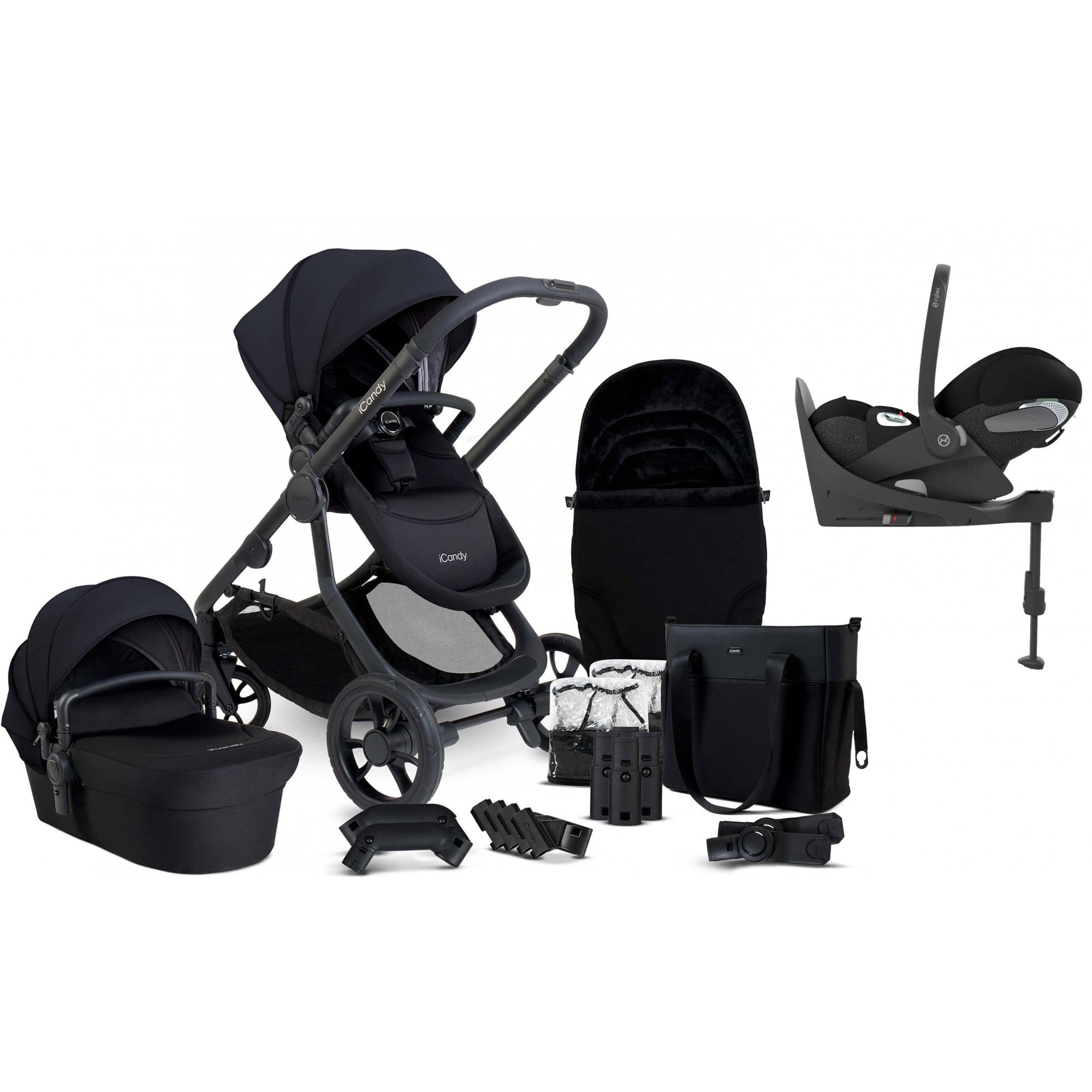 iCandy Orange 4 Pushchair Bundle Black Edition + Cloud T & Base