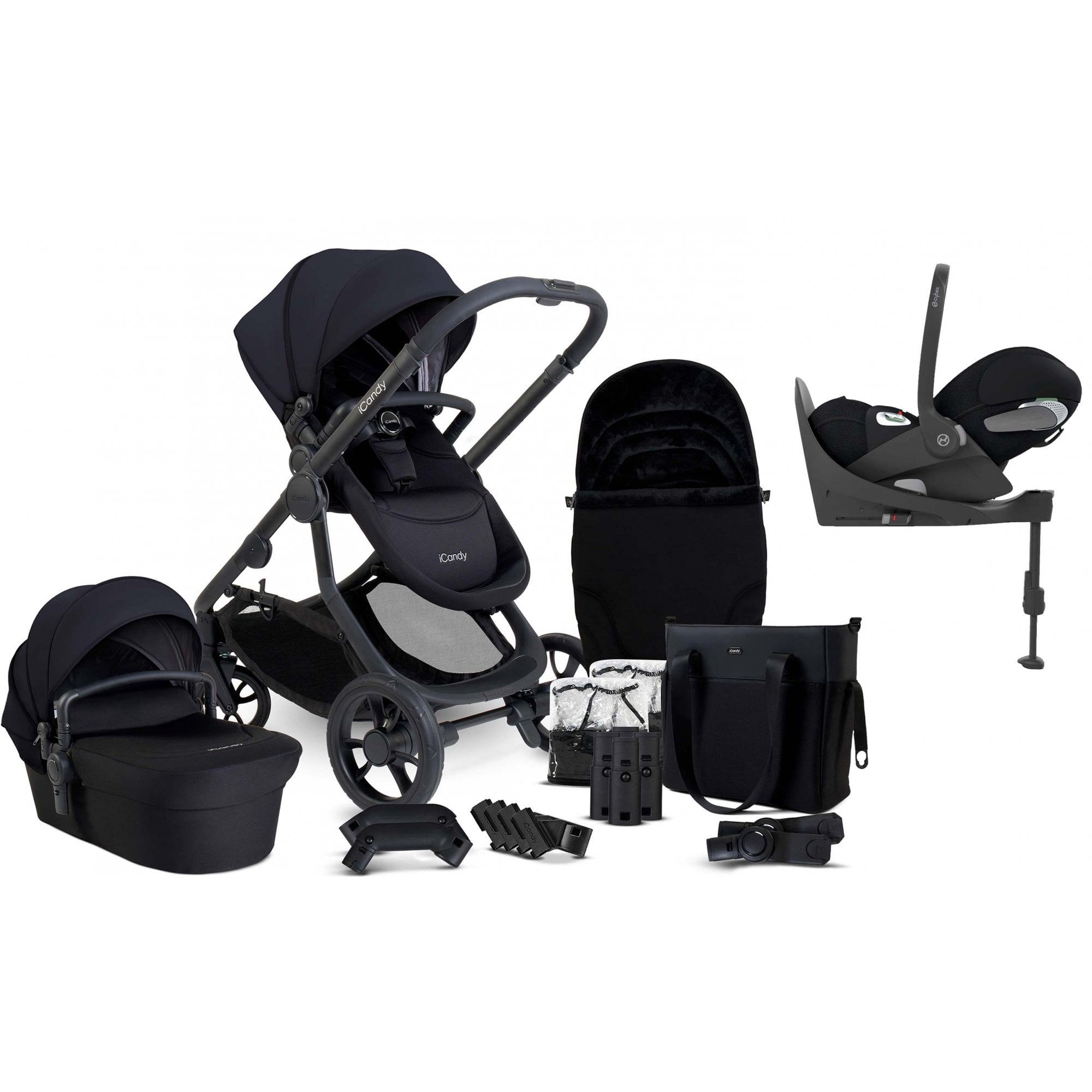 iCandy Orange 4 Pushchair Bundle Black Edition + Cloud T PLUS & Base