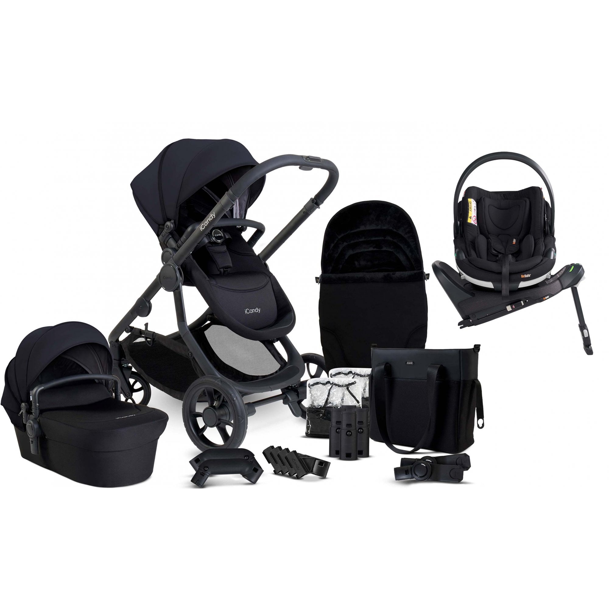 iCandy Orange 4 Pushchair Bundle Black Edition + Go Beyond & Base