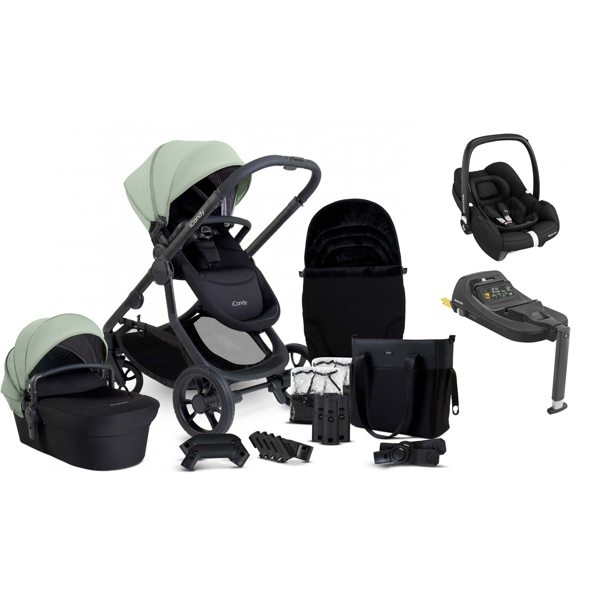 iCandy Orange 4 Pushchair Bundle Pistachio + Cabriofix & Base
