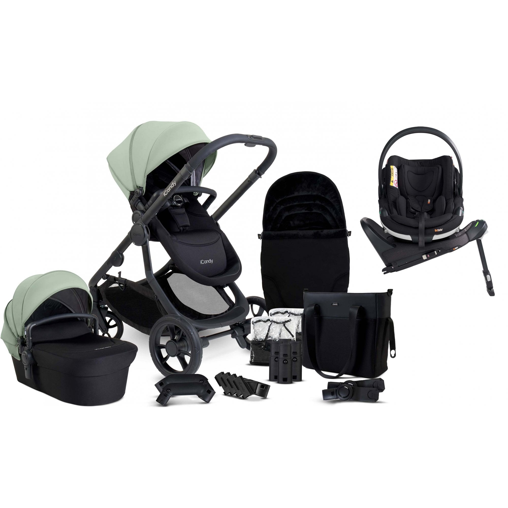 iCandy Orange 4 Pushchair Bundle Pistachio + Go Beyond & Base