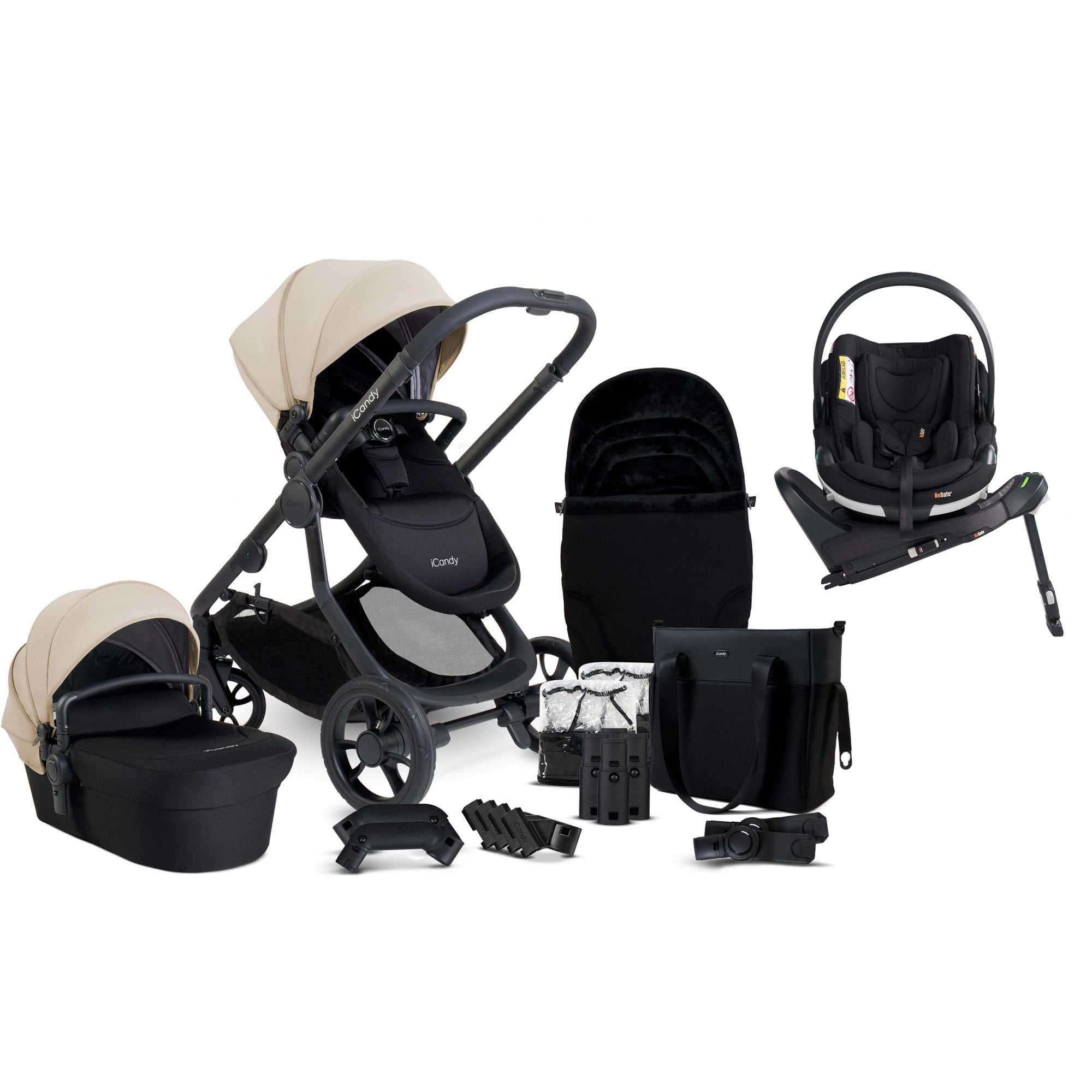 iCandy Orange 4 Pushchair Bundle Latte + Go Beyond & Base
