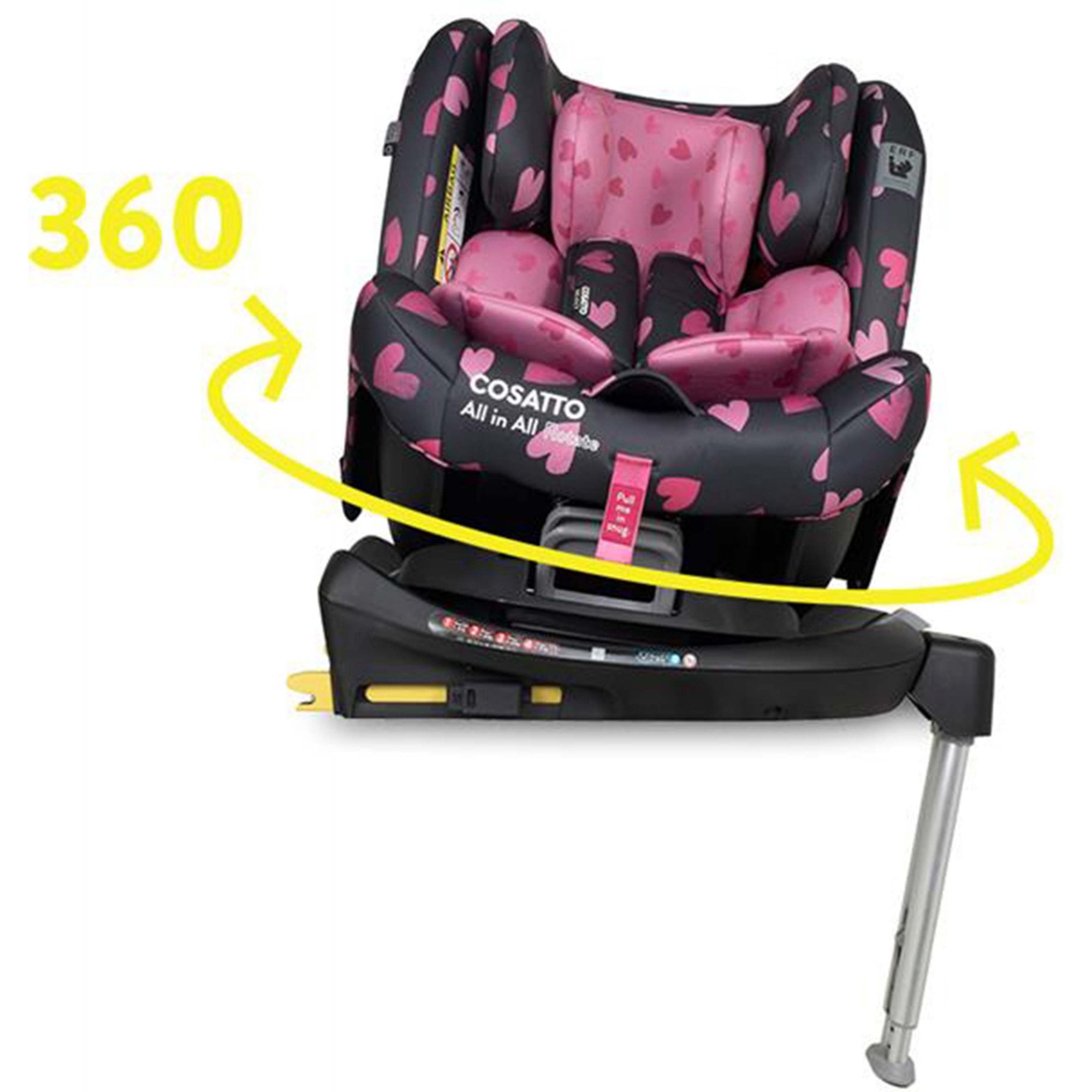 Cosatto All In All 360 Rotate Group 0+1/2/3 Isofix Car Seat Charcoal Lighthearted
