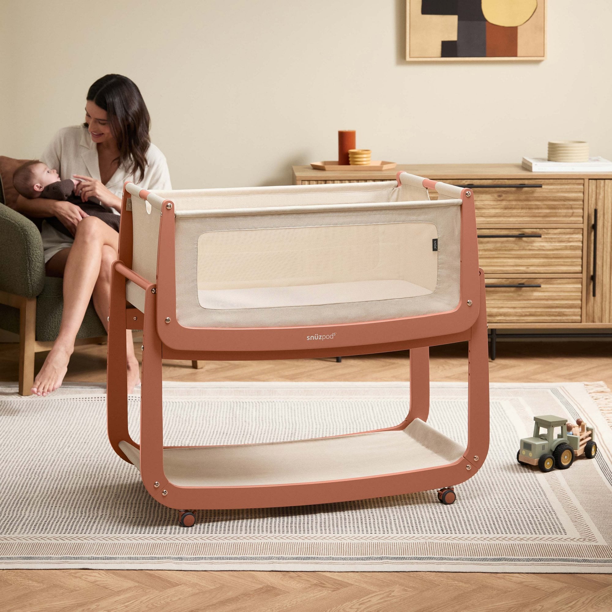 Snuz Snuzpod 5 Bedside Crib Terracotta
