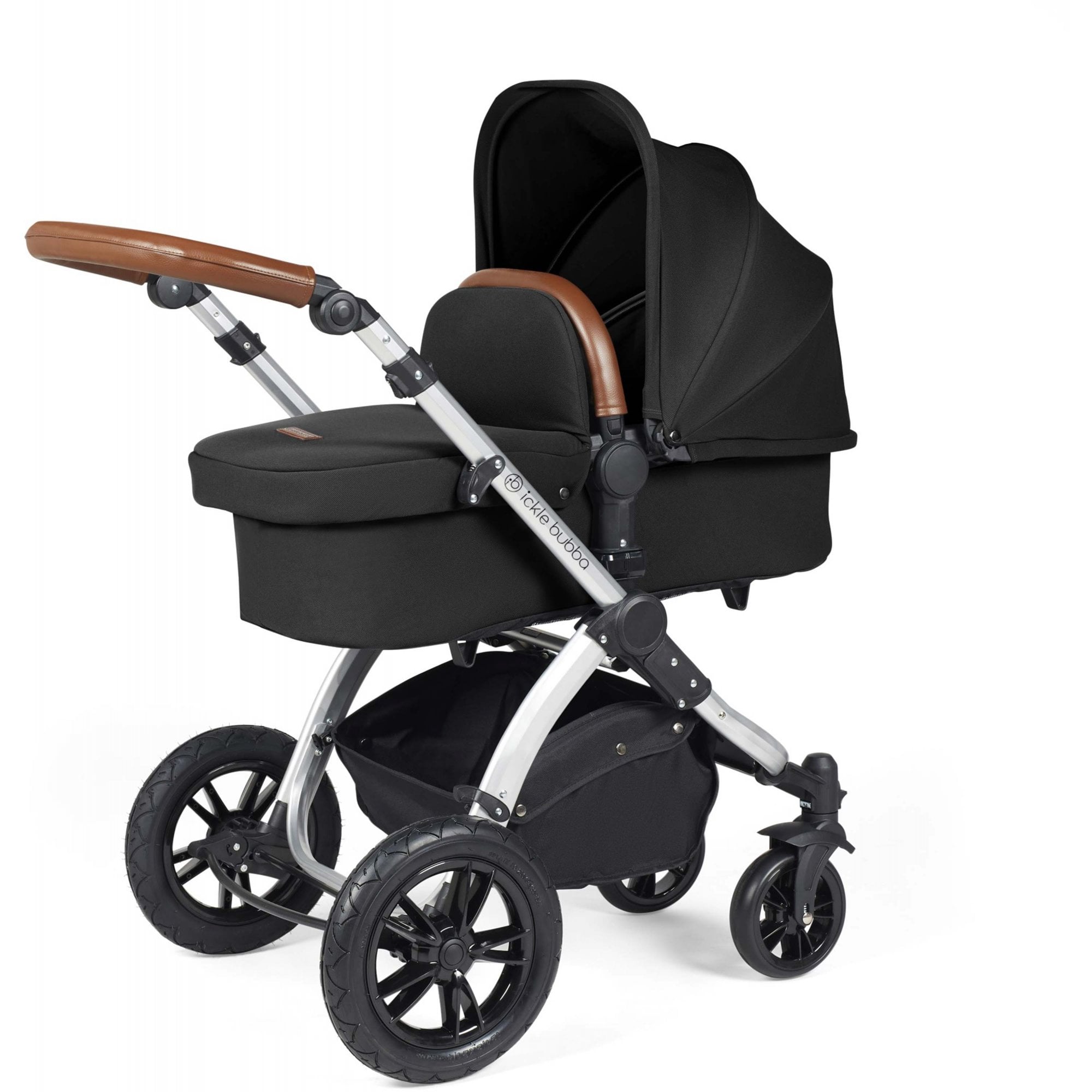 Ickle Bubba Stomp Luxe 12 Piece Travel System & Cirrus Car Seat + Base Midnight