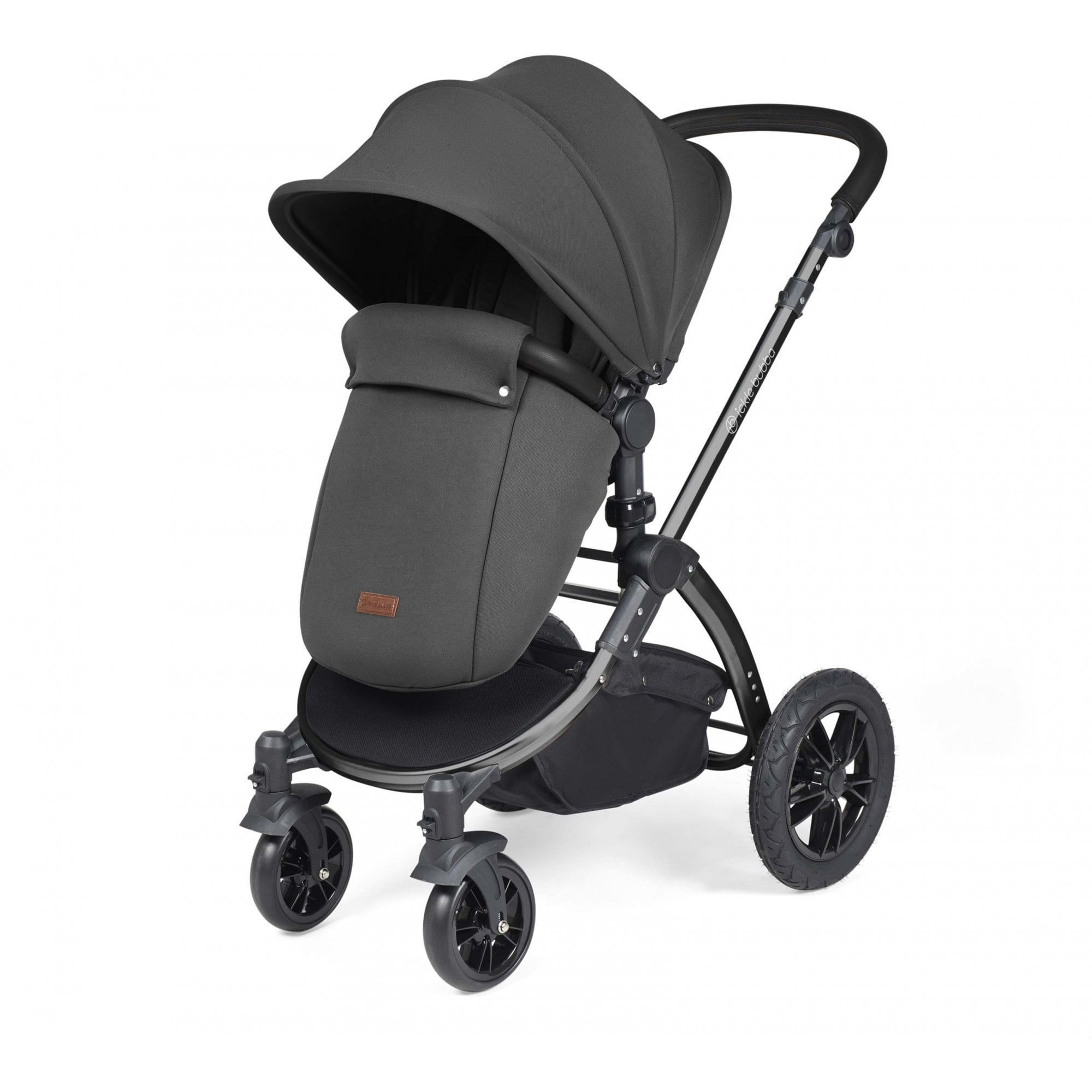 Ickle Bubba Stomp Luxe 12 Piece Travel System & i-Size Cirrus Car Seat + Base Charcoal