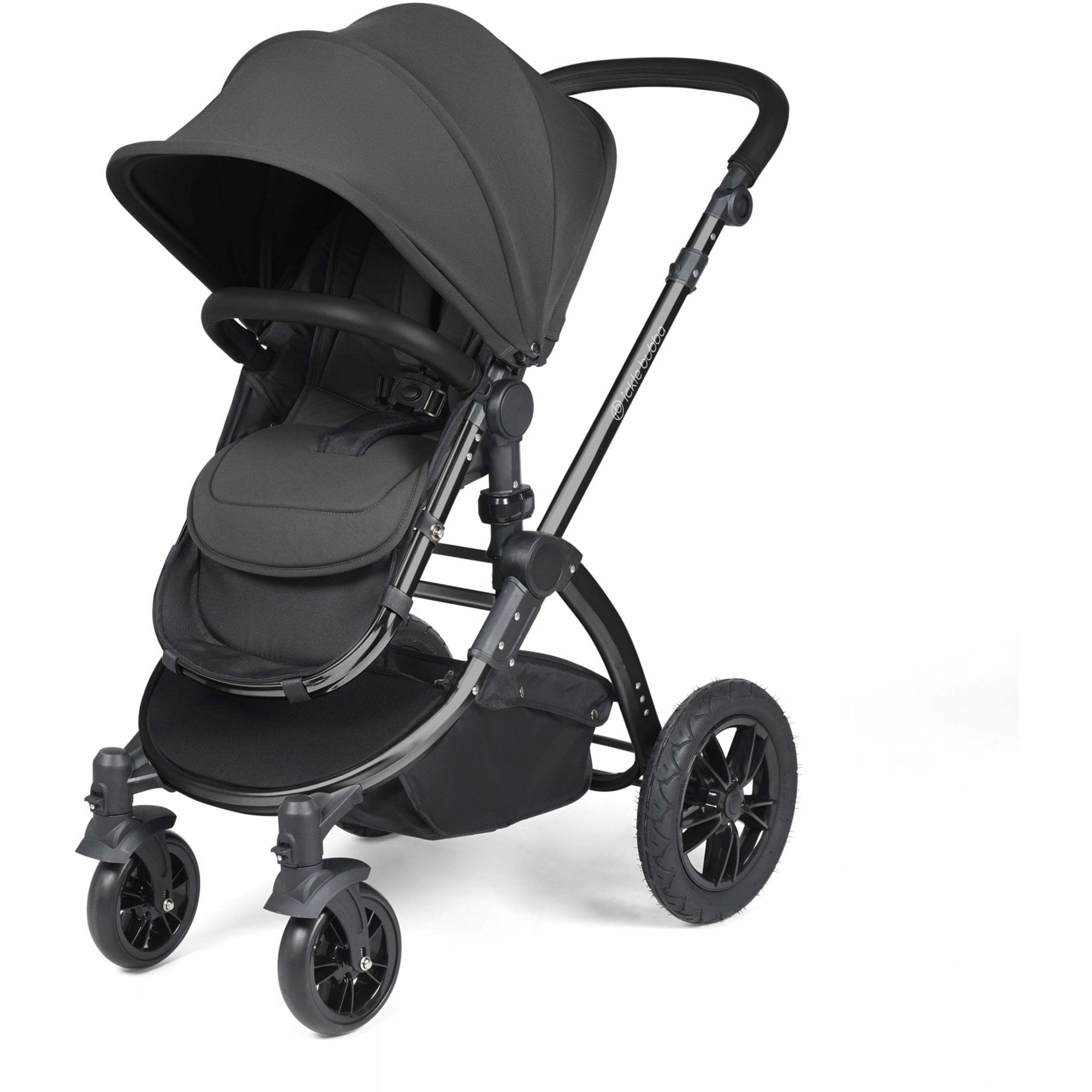 Ickle Bubba Stomp Luxe 12 Piece Travel System & i-Size Cirrus Car Seat + Base Charcoal