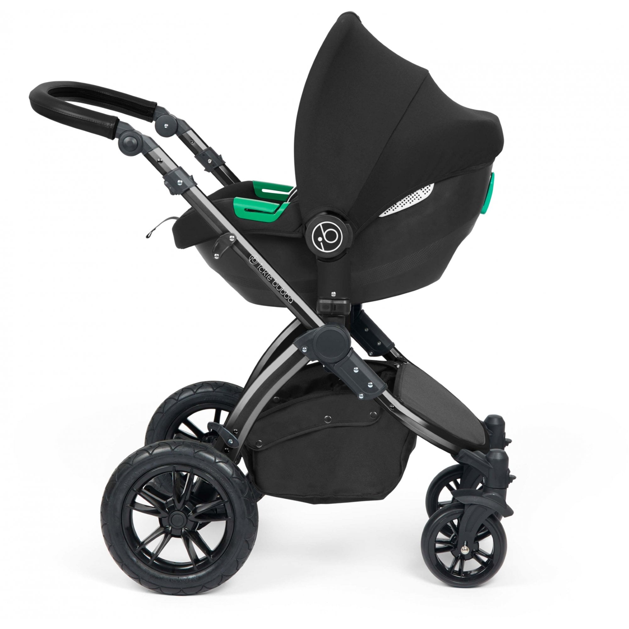 Ickle Bubba Stomp Luxe 12 Piece Travel System & i-Size Cirrus Car Seat + Base Charcoal