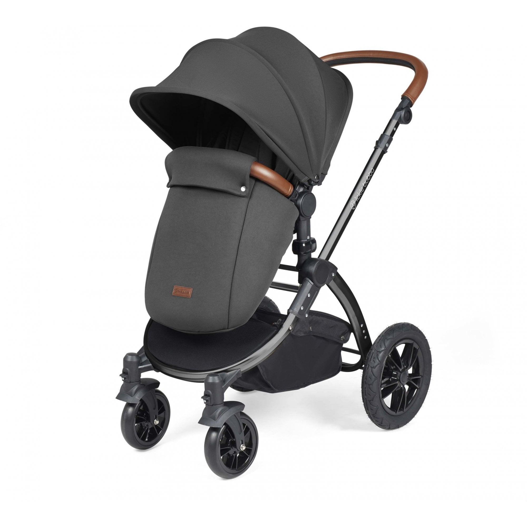 Ickle Bubba Stomp Luxe 12 Piece Travel System & i-Size Cirrus Car Seat + Base Charcoal