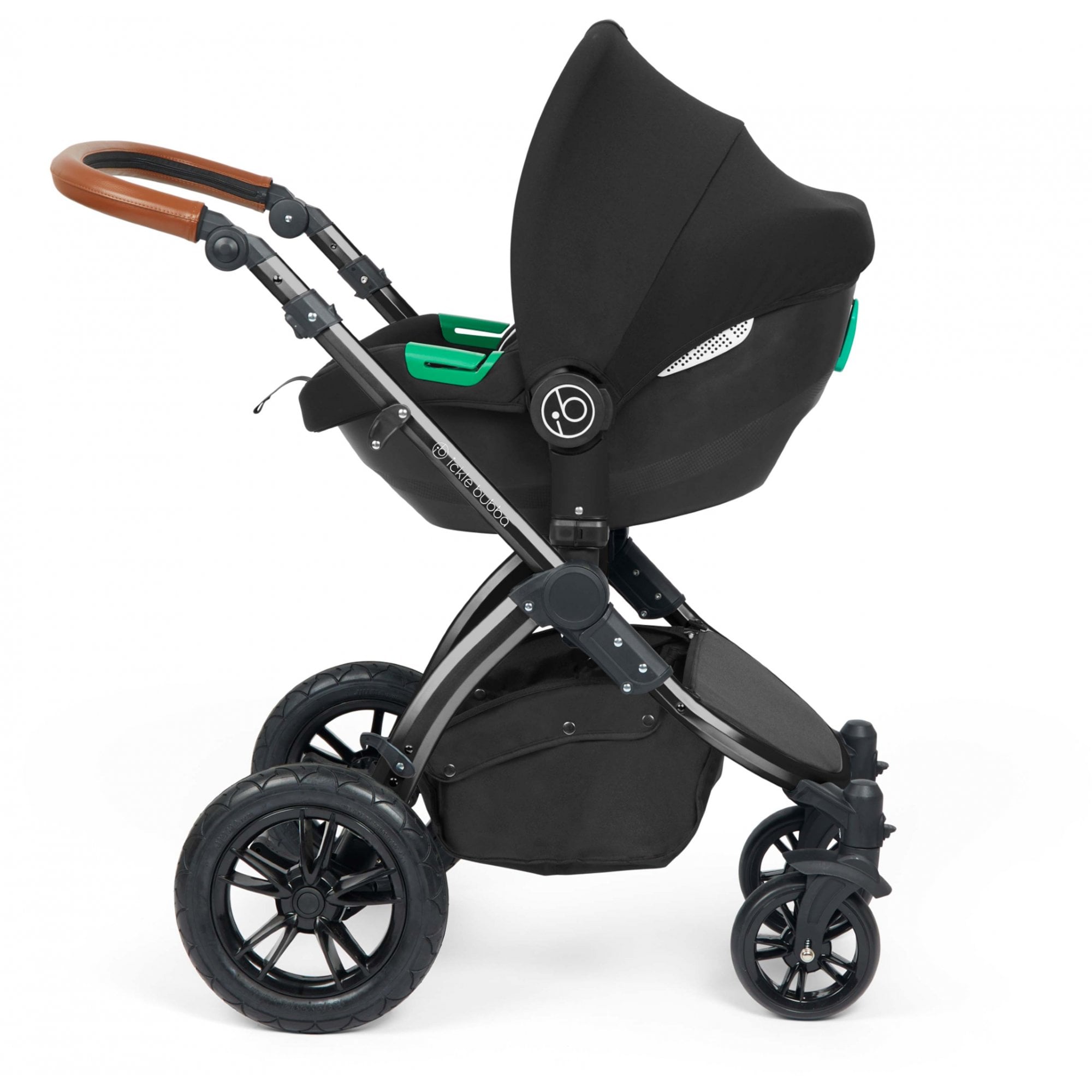 Ickle Bubba Stomp Luxe 12 Piece Travel System & i-Size Cirrus Car Seat + Base Charcoal