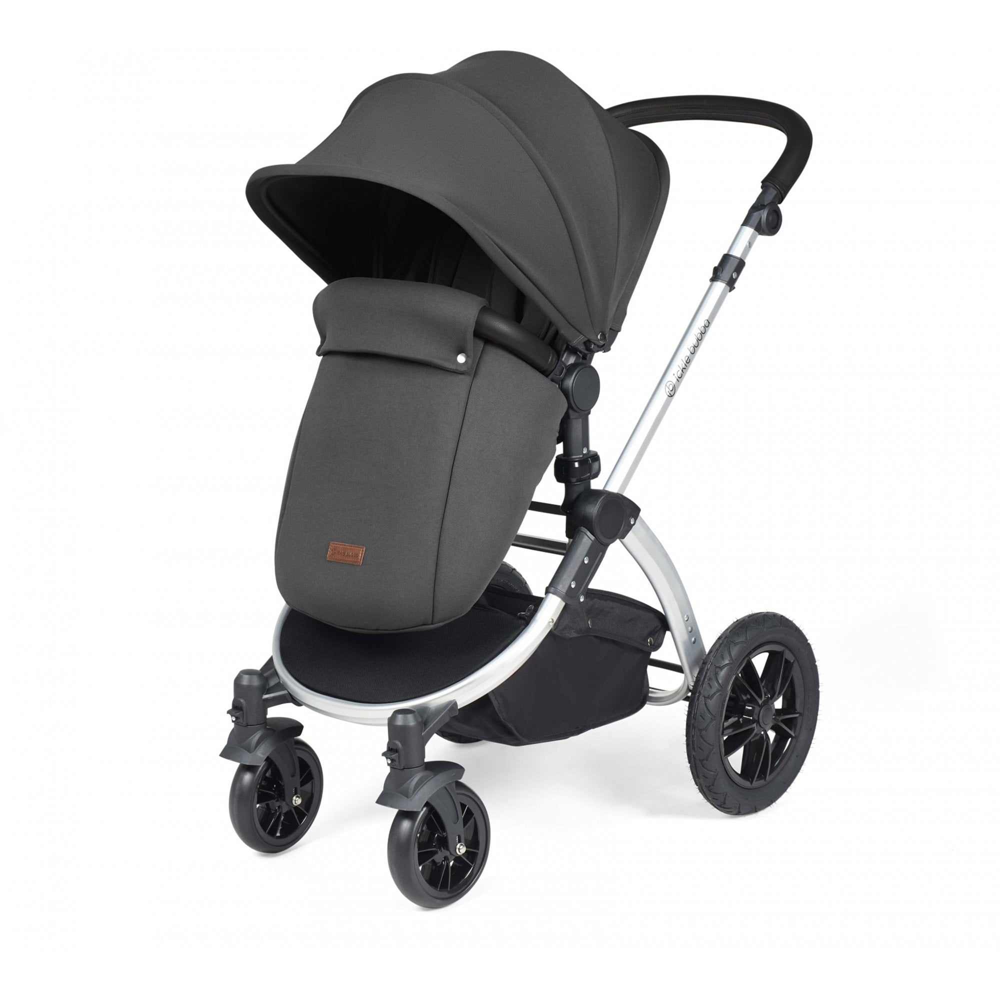 Ickle Bubba Stomp Luxe 12 Piece Travel System & i-Size Cirrus Car Seat + Base Charcoal