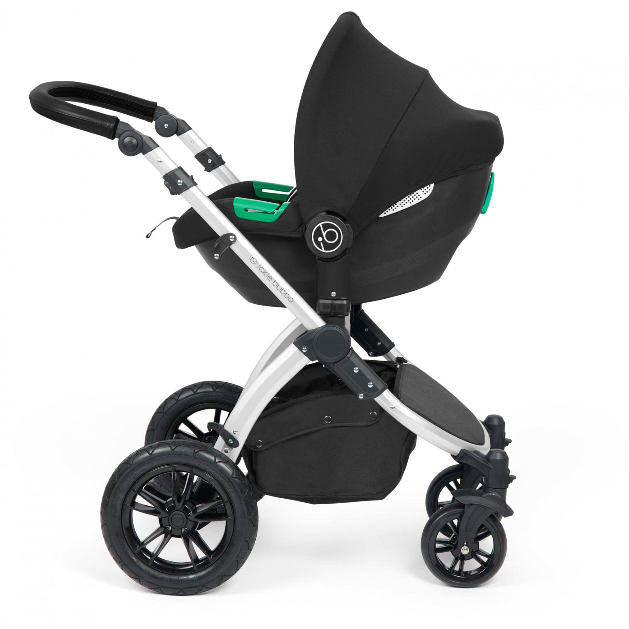 Ickle Bubba Stomp Luxe 12 Piece Travel System & i-Size Cirrus Car Seat + Base Charcoal