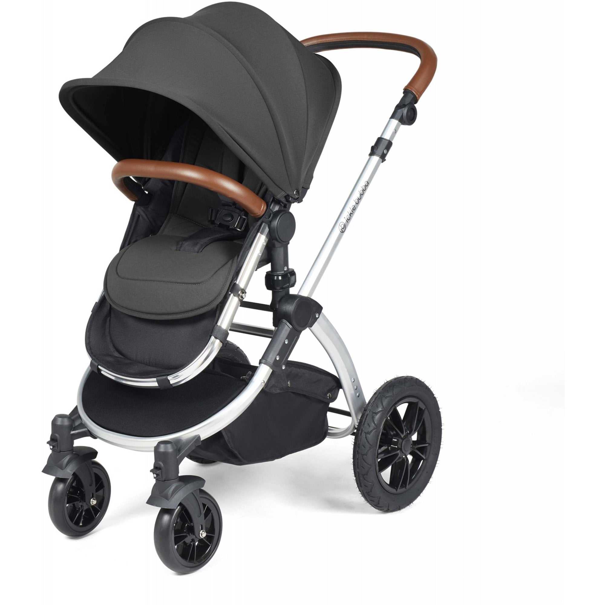 Ickle Bubba Stomp Luxe 12 Piece Travel System & i-Size Cirrus Car Seat + Base Charcoal