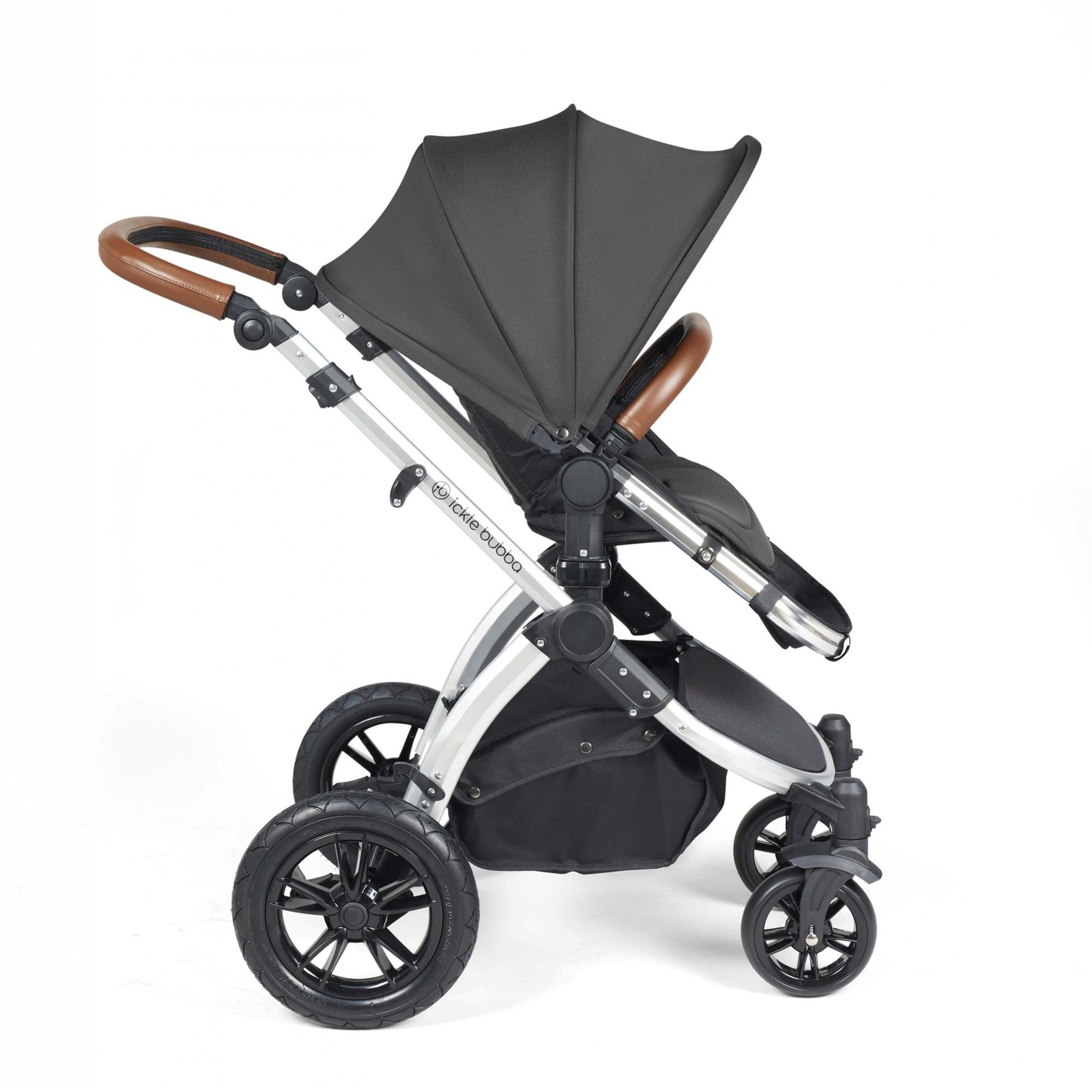 Ickle Bubba Stomp Luxe 12 Piece Travel System & i-Size Cirrus Car Seat + Base Charcoal