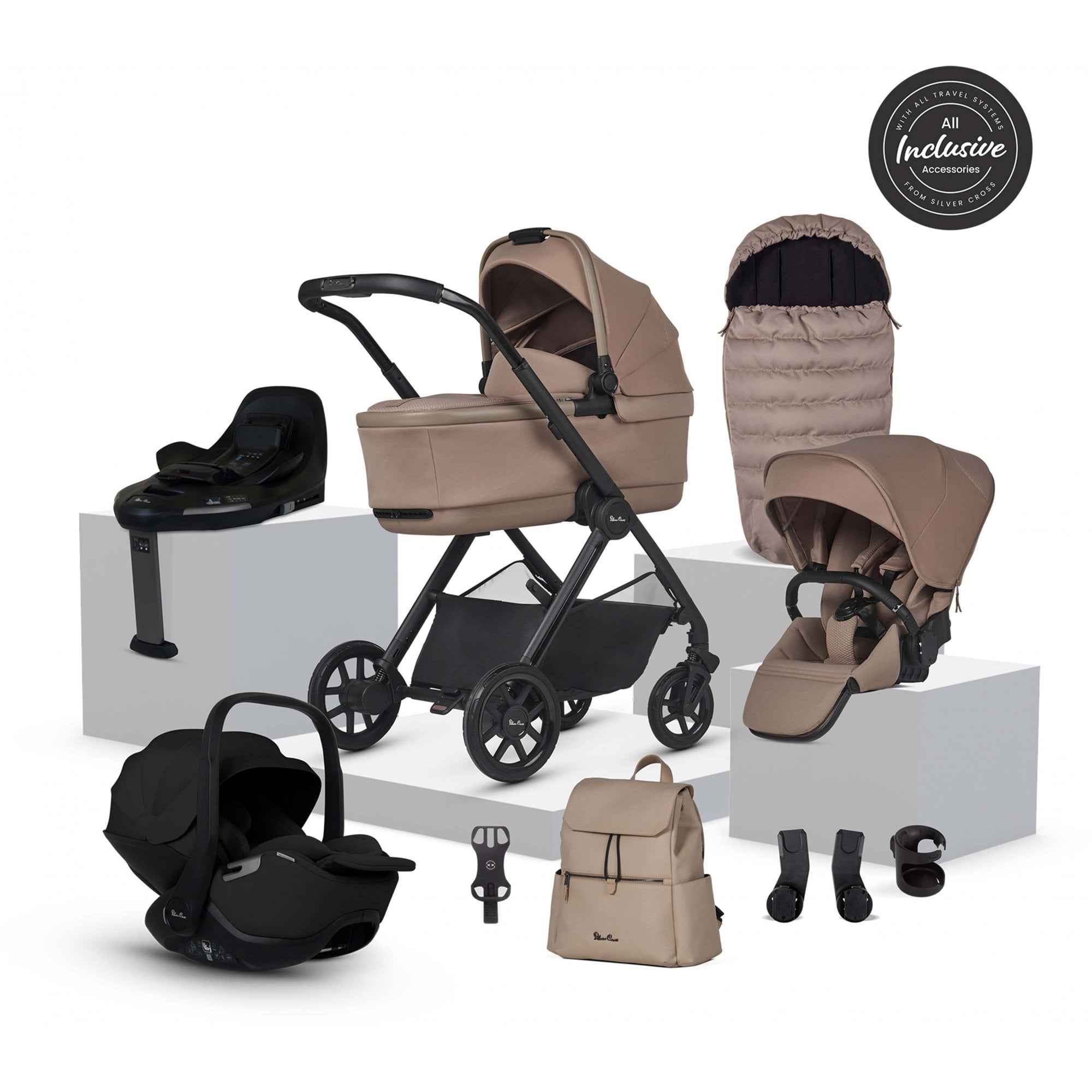 Silver Cross Reef 2 Ultimate 360 Car Seat Bundle Mocha